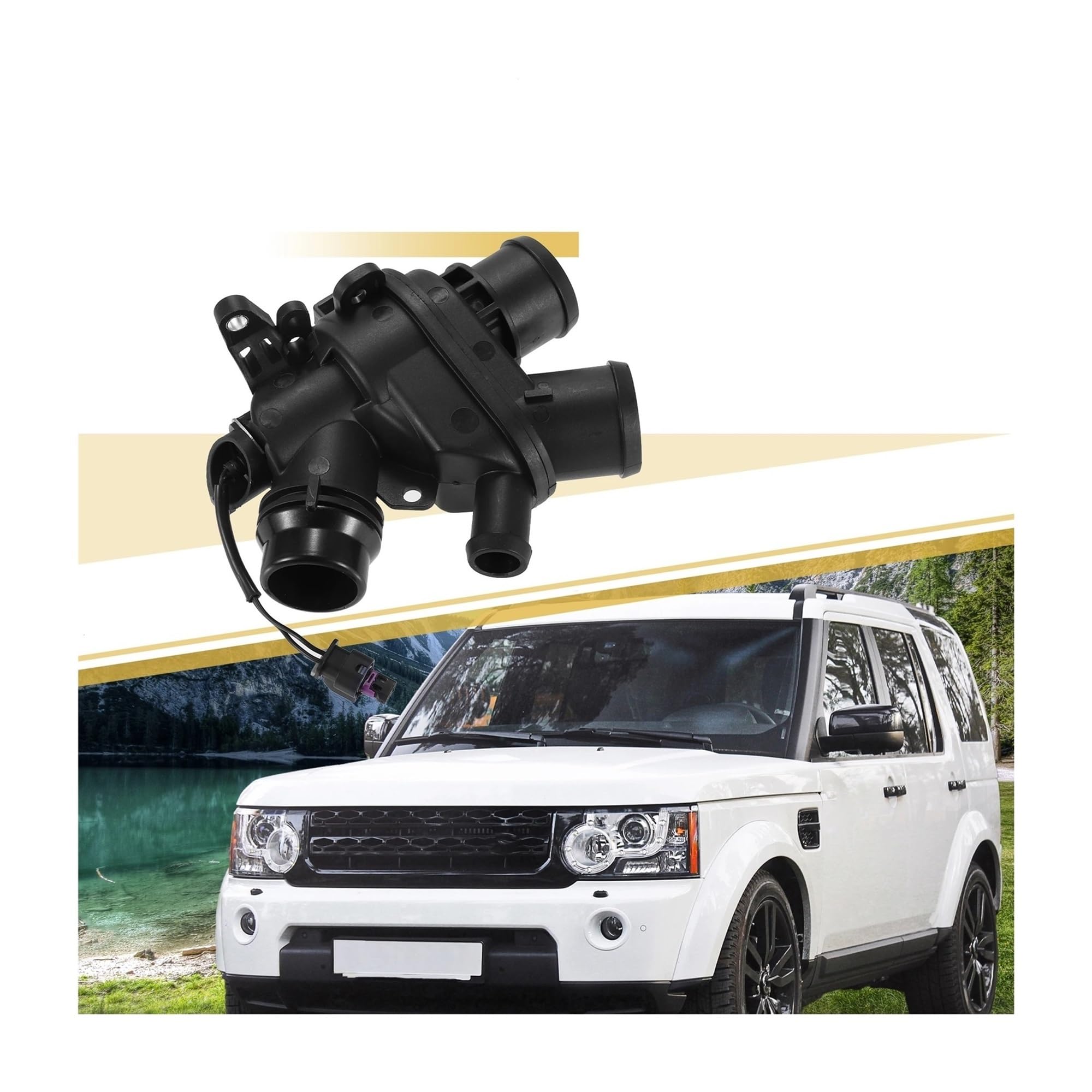 Dla Range Rover 2015-2019 3.0L V6 - Benzyna LR117568 Zestaw obudowy termostatu płynu chłodzącego silnika samochodowego z czujnikiem