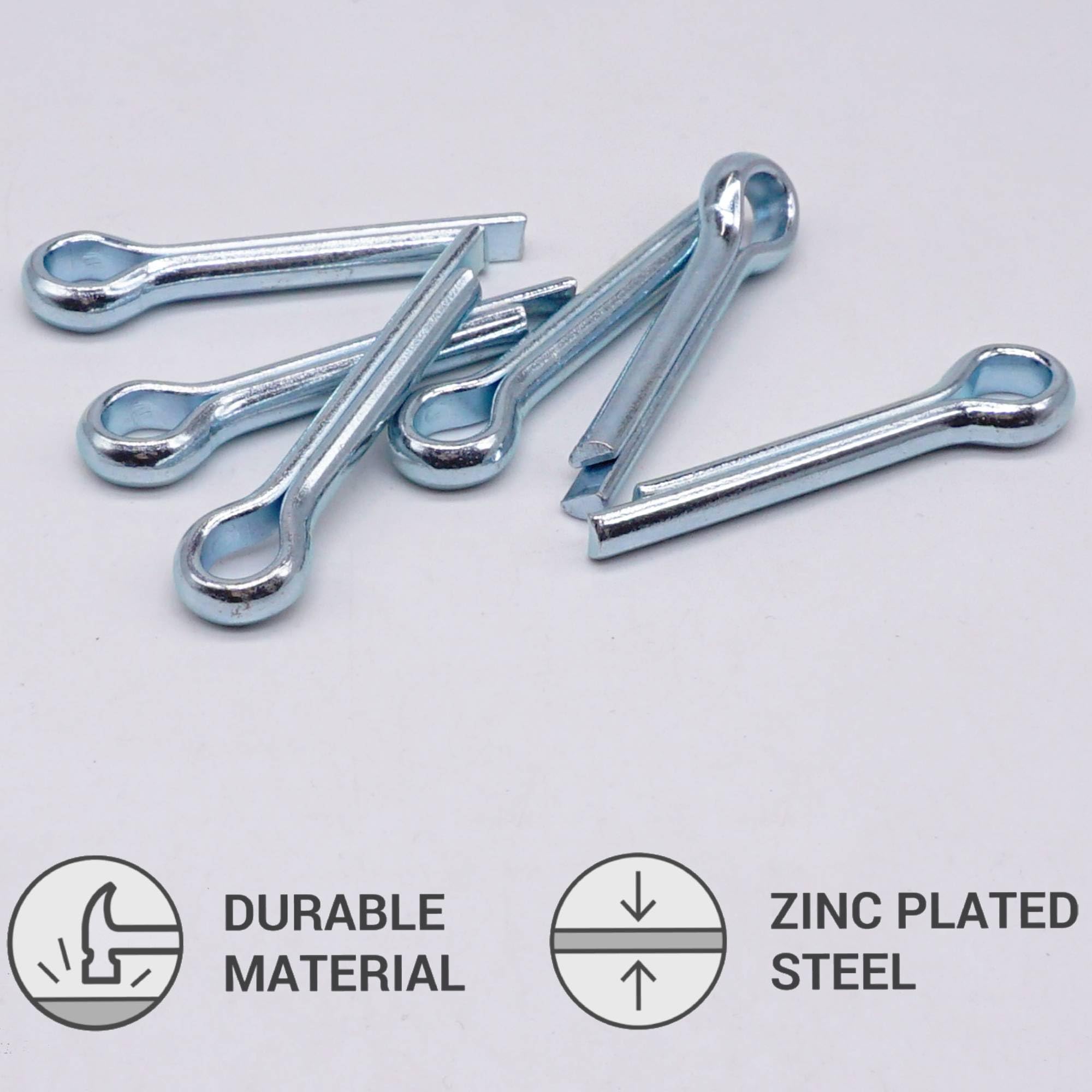 SKIR'CO (10 pcs) Zinc Plated Steel Cotter Pins 6.3 x 40 mm, Split Pins, DIN 94, Metal Cotter Pins - Image 3