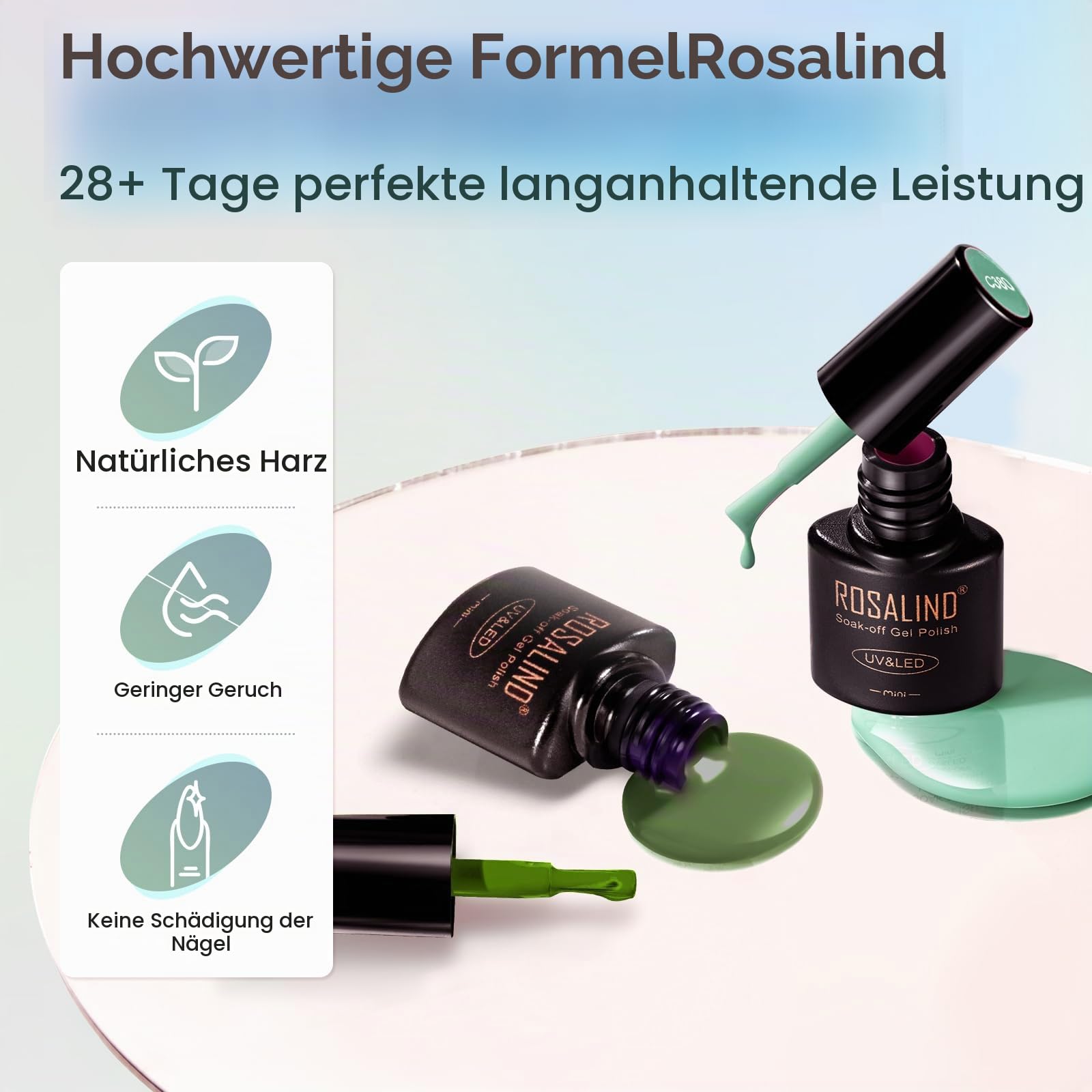 ROSALIND UV Nagellack Set mit UV Lampe, 44+4 Stück Gelnägel Starterset mit Nagelfräser Rosa Violett Grün Rot Braun Blau Gel Nagellack Gelnägel Elektrische Nagelfeile Nageldesign-Set für Maniküre