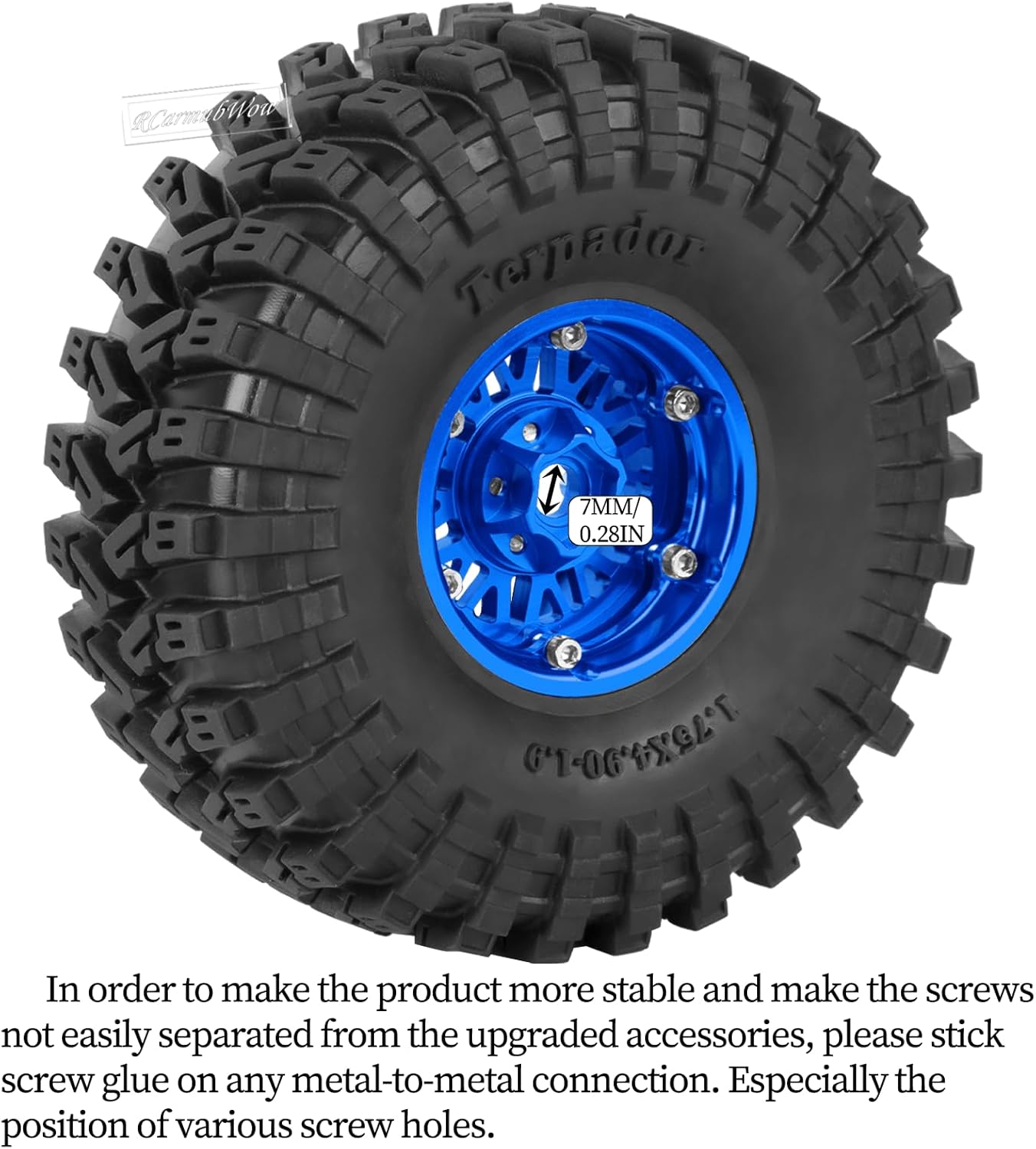 RC 1.9" Beadlock Wheel 1.9 Beadlock Tire for 1/10 SCX10 90046 AX103007 SCX10 II III TRX4 6 Gen7 8 RC Crawler,Alloy 1.9 rc Wheels and Tires Rubber Tires 1.9 Rims w/Wheels Ring,Navy Blue