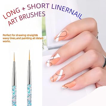 Nail Art Tool Set - 5 Dotting Tools & 5 Nail Liner Brushes for Salon, Professionals & Beginners