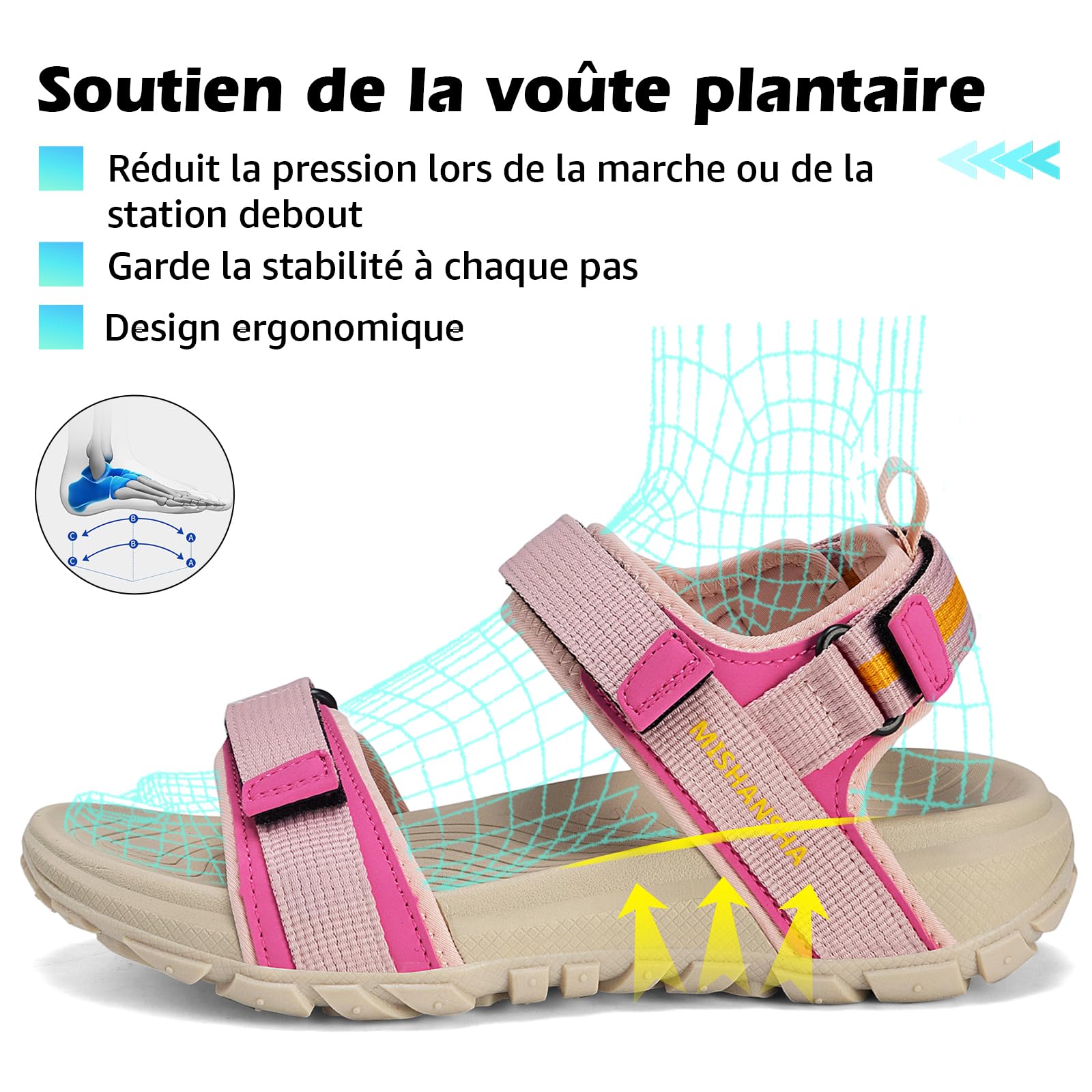 Mishansha Sandales Femme Bout Ouvert Antidérapante 36-42 EU | Chaussures de Sport, Trekking, Randonnée, Marche, Été