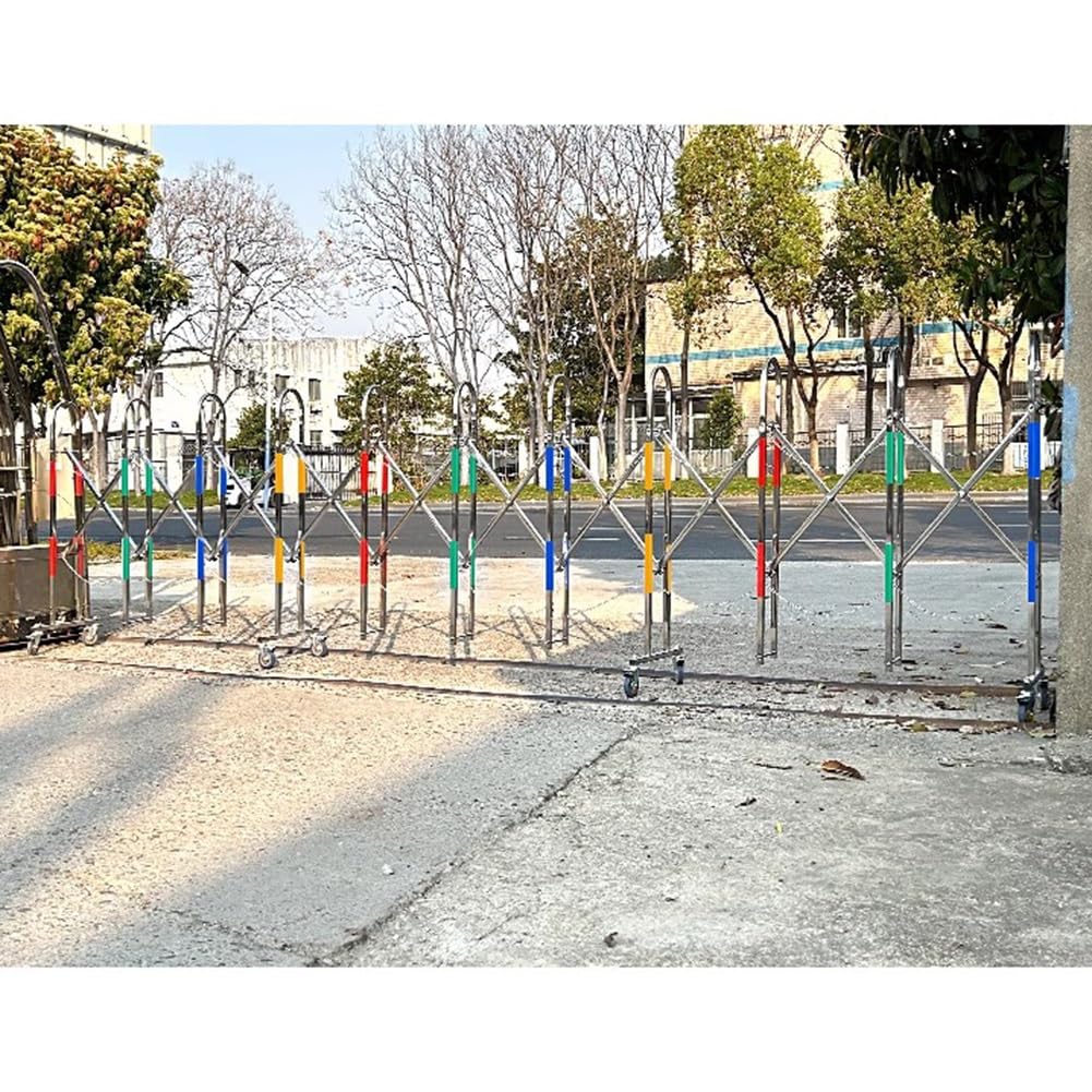 Puerta de Seguridad de Acero Extensible con Ruedas - Barrera de Control de tráfico Plegable y portátil (1,1 x 1 m) - Duradera, Ajustable y fácil de Usar para almacenes y Exteriores.