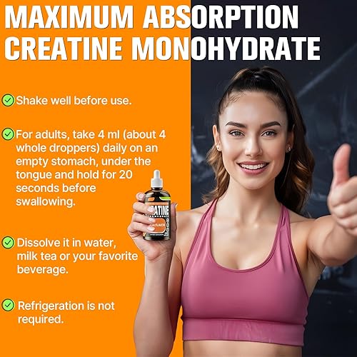 Miniatura 5 de Monohidrato de creatina, creatina líquida para masa muscular, fuerza, glúteos, glúteos y resistencia, creatina para mujeres y hombres con colágeno