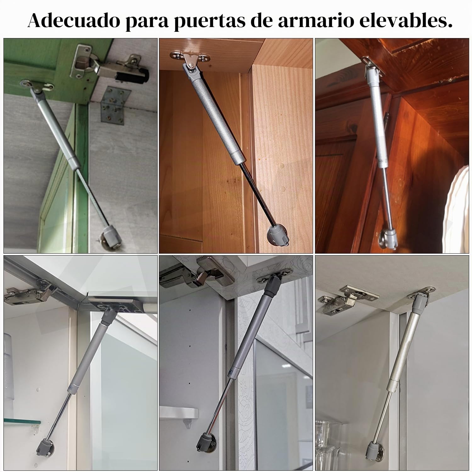 Pistones a Gas, 2 Piezas Amortiguador de Gas para Puertas Elevables 80N/8kg, Muelles de Gas, Bisagras Resorte para Muebles Cocina, Armario, Cajas, Caravana, con Tornillos