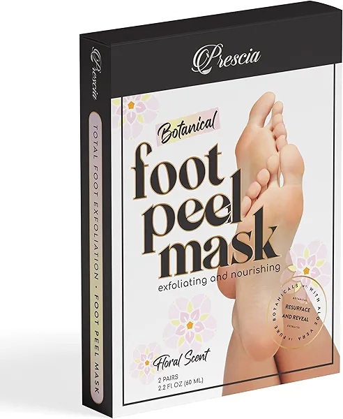 Prescia Foot Peel Mask - For Cracked Heels, Dead Skin & Calluses - Baby Soft Feet, Smooth Skin, Removes & Repairs Rough Heels, Dry Toe Skin - Exfoliating Peeling Natural Treatment - Crescena