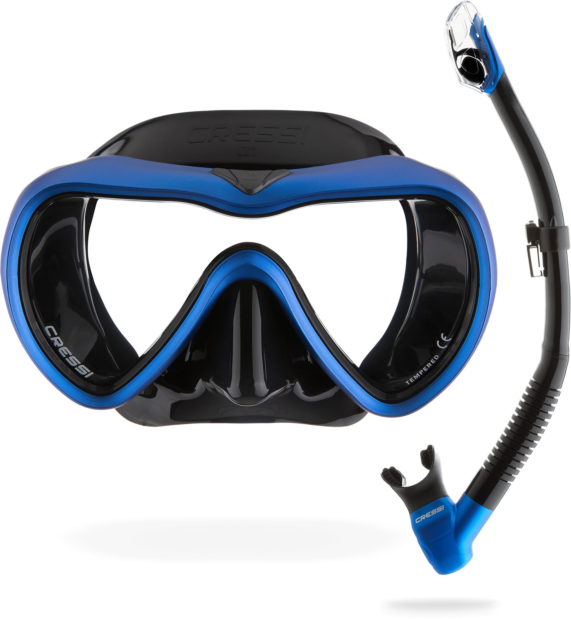 CRESSI A1 Anti Fog+Epsilon SPE Dry - Schnorchel Kombi Set_Schwarz/Blau