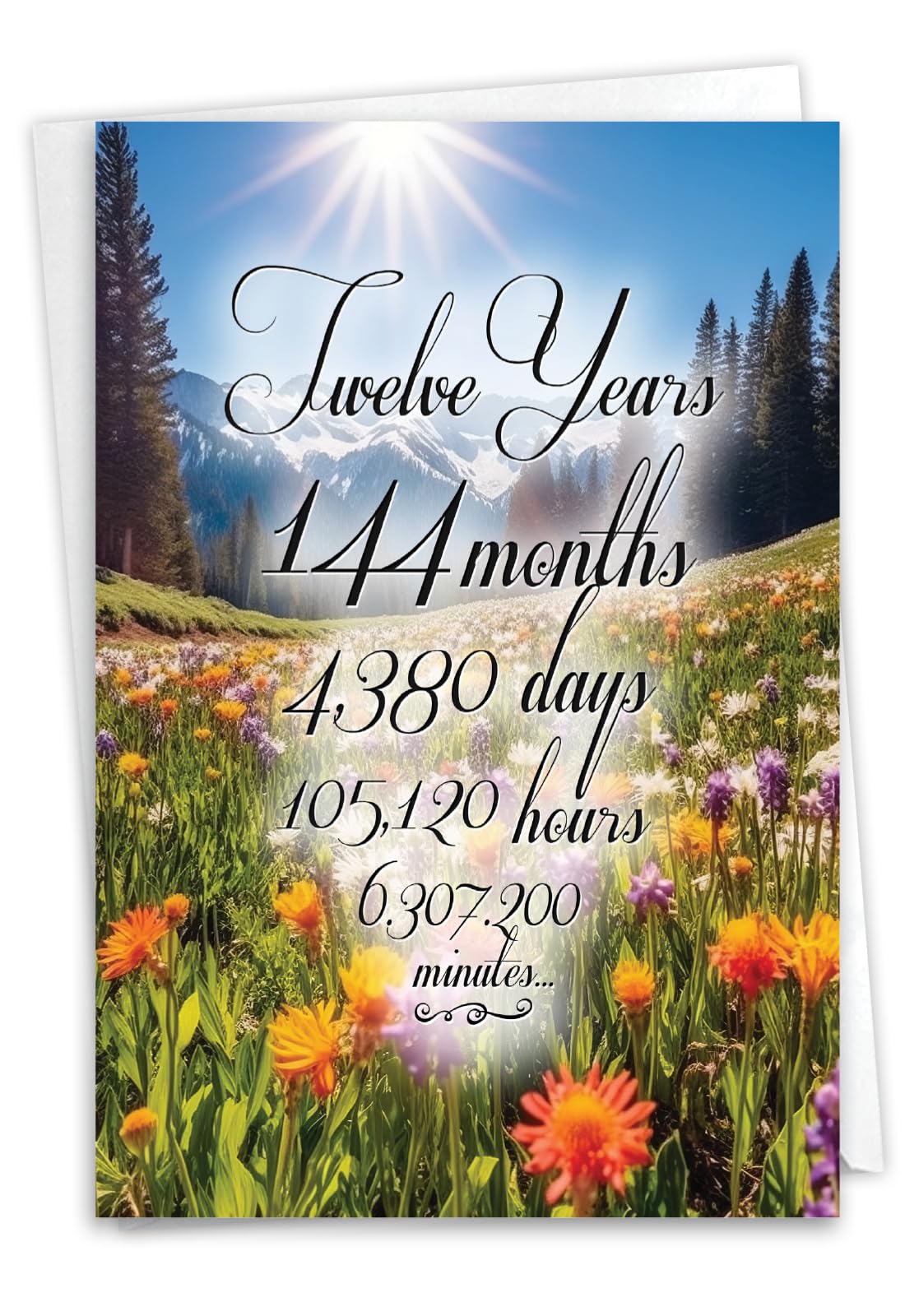 NobleWorks, 12th Anniversary Recovery Greeting Card with 5 x 7 Inch Envelope for Men and Women (1 Card) Milestone Sobriety Birthday Notecard, 12 Year Time Count C10814AAG โ image 1