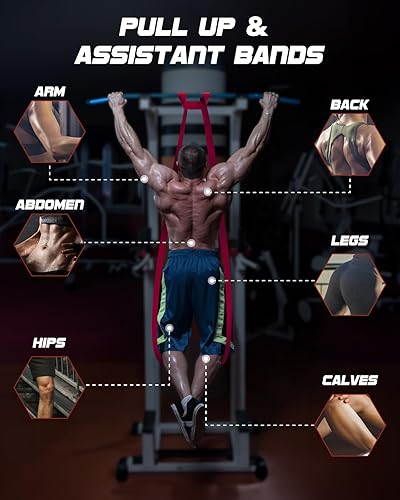 Miniatura 4 de Resistance Bands Set - Pull Up Bands for Men Women, Exercise Bands Resistance with Door Anchor, Training Poster & Pouch for Body Stretching, Pull Up