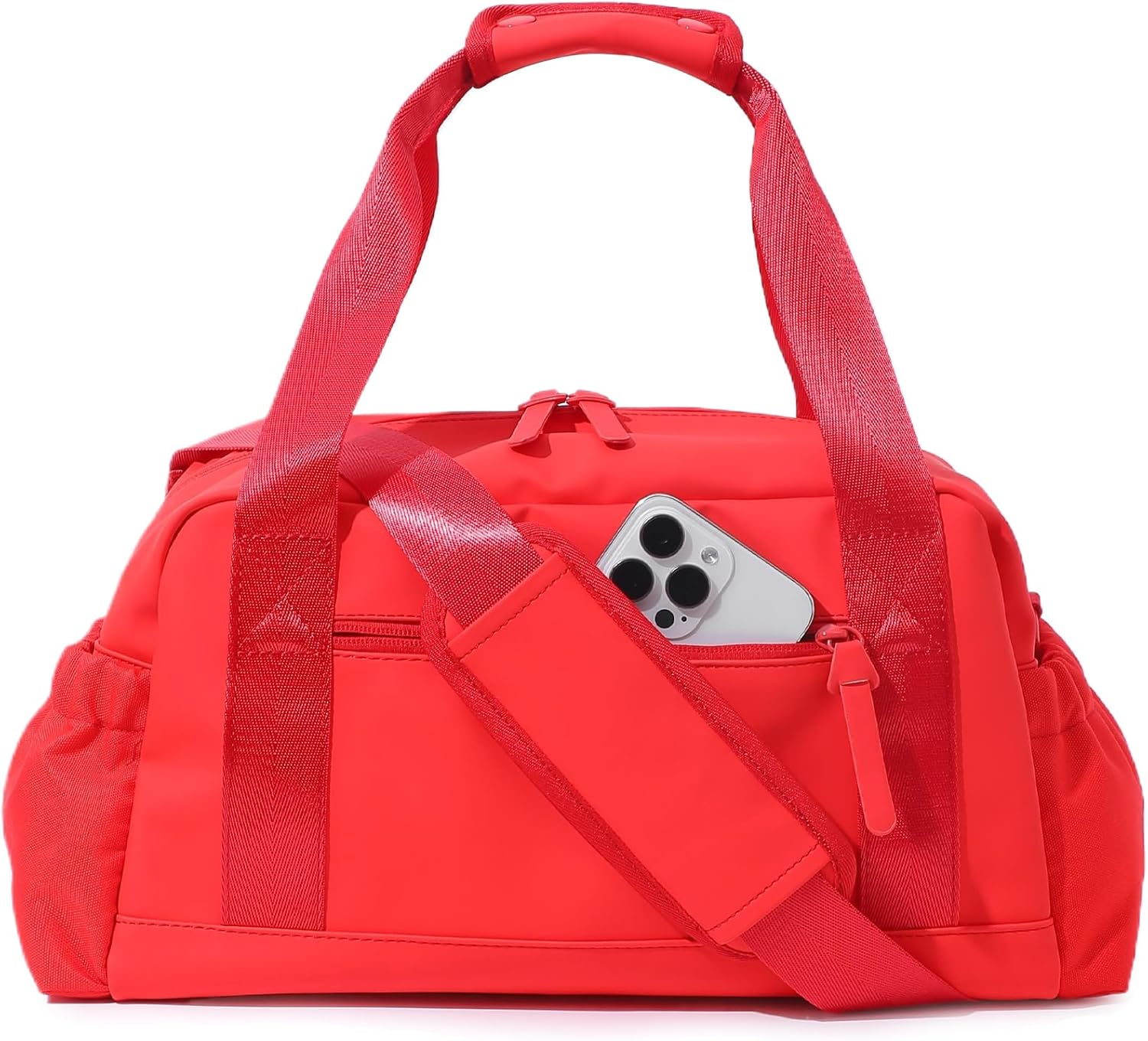 Small Gym Bag for Women, Mini Crossbody Gym Duffle Bag with Wet Compartment, Carry on Gym Tote Bag for Workout Dance Sport Travel (Medium-Red)