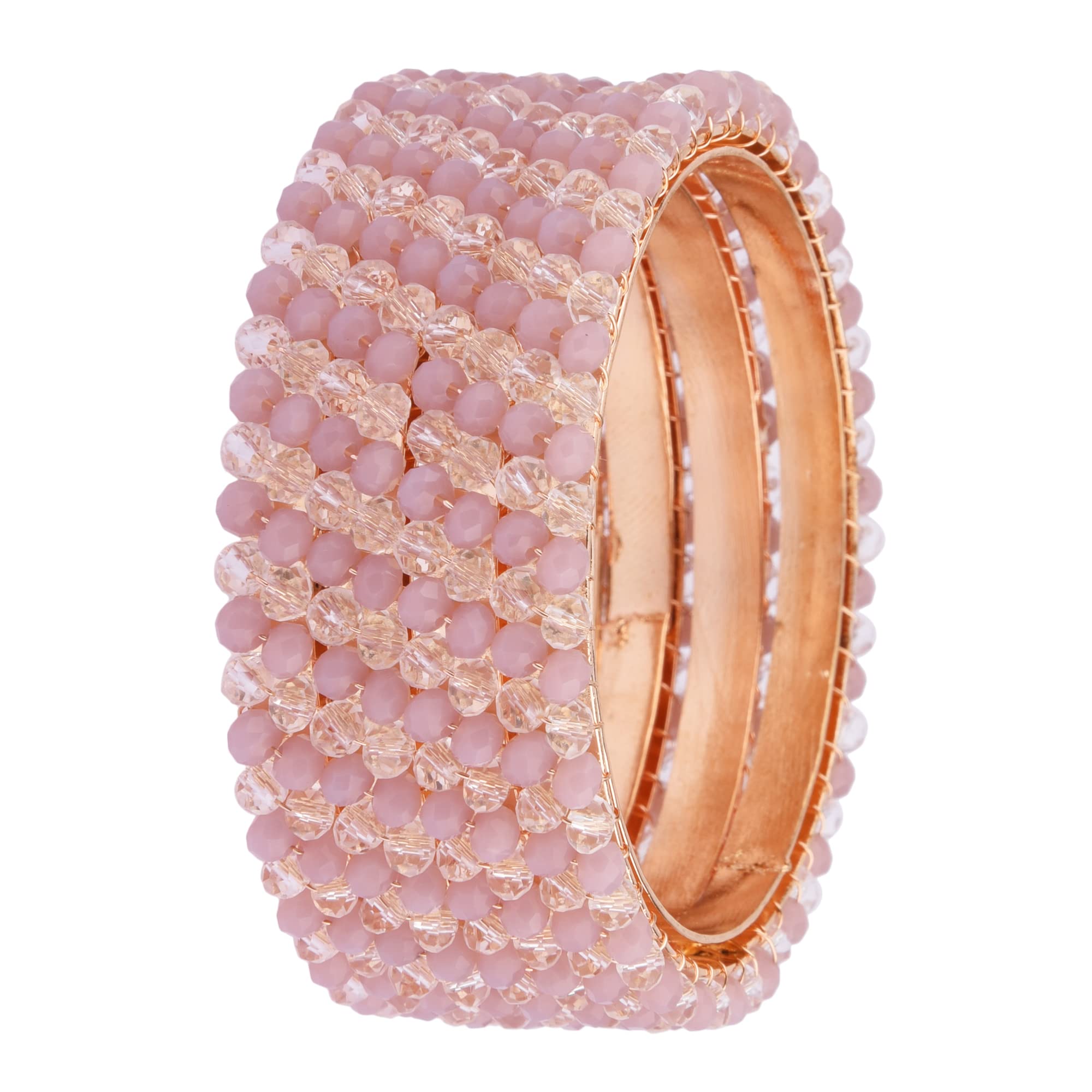 9blings Gold Plated Mauve Crystal 4pc Bangle Set