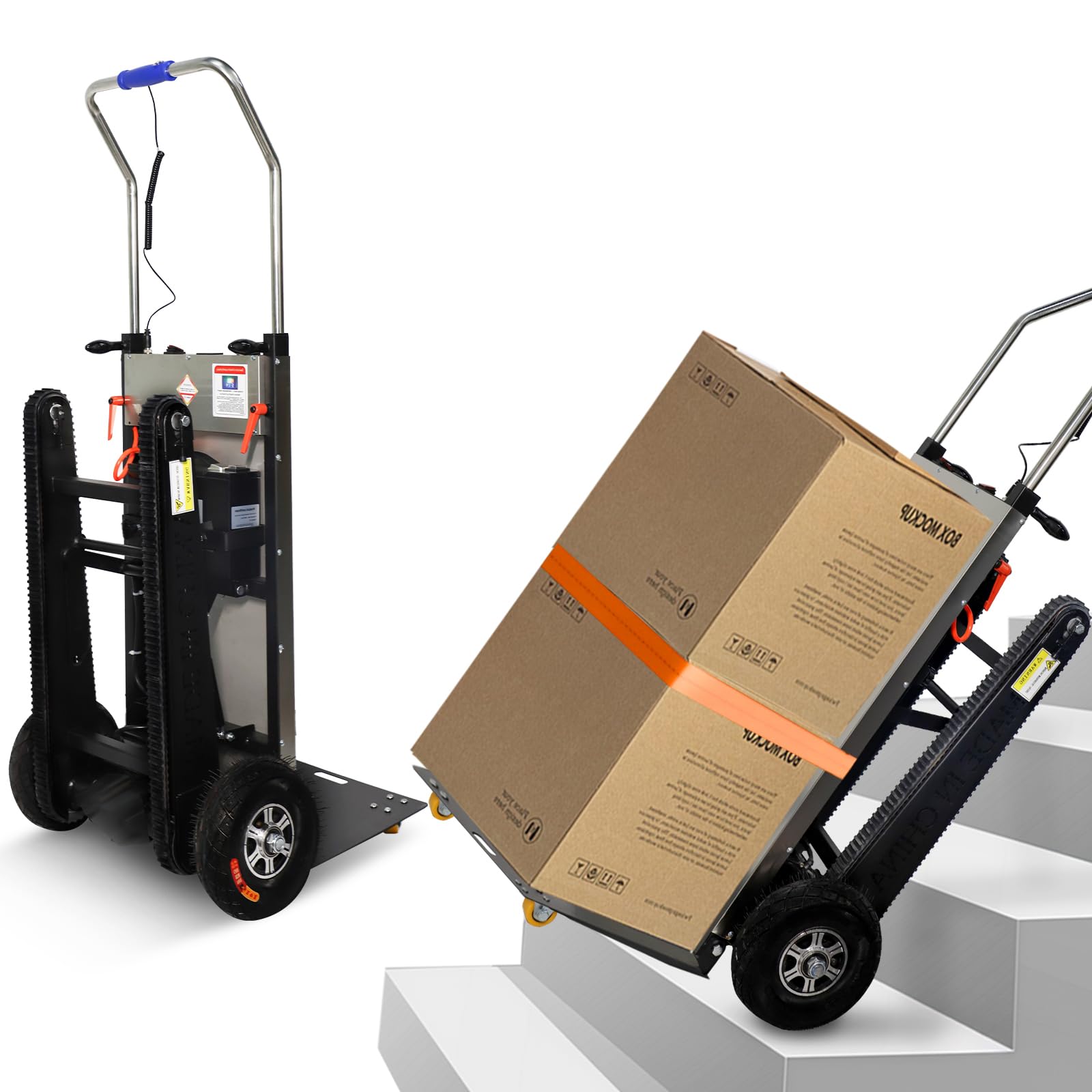 ROOMEDAL Electric Stair Climbing Dolly, 661lb 600W Powered Electric Stair Climbing Hand Trucks Dolly Cart with Rubber Tracks for Moving, Heavy Duty Stair Climber
