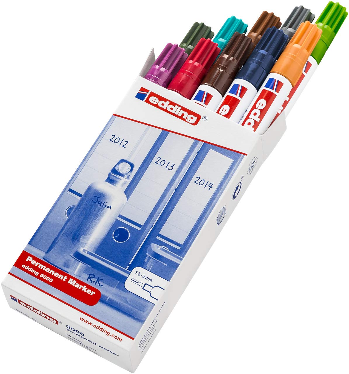 Edding 3000 marqueur indélébile, pack de 20 couleurs 1-20
