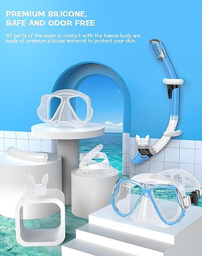 Vista 12 de Greatever - Conjunto de esnórquel seco, visión panorámica amplia, máscara de buceo antiempañamiento, equipo de esnórquel profesional negro