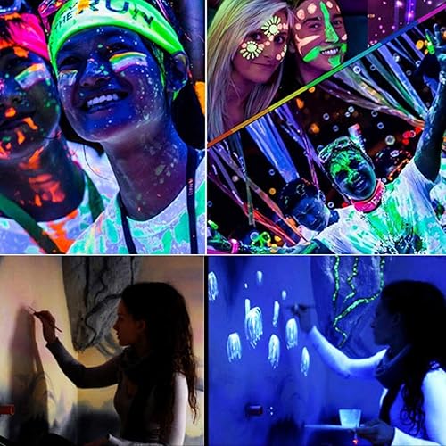 Tyenaza Body Paint Set Blacklight Face and Body Paint Makeup Fluorescent Body Face Paints,UV Neon Face Body Paint