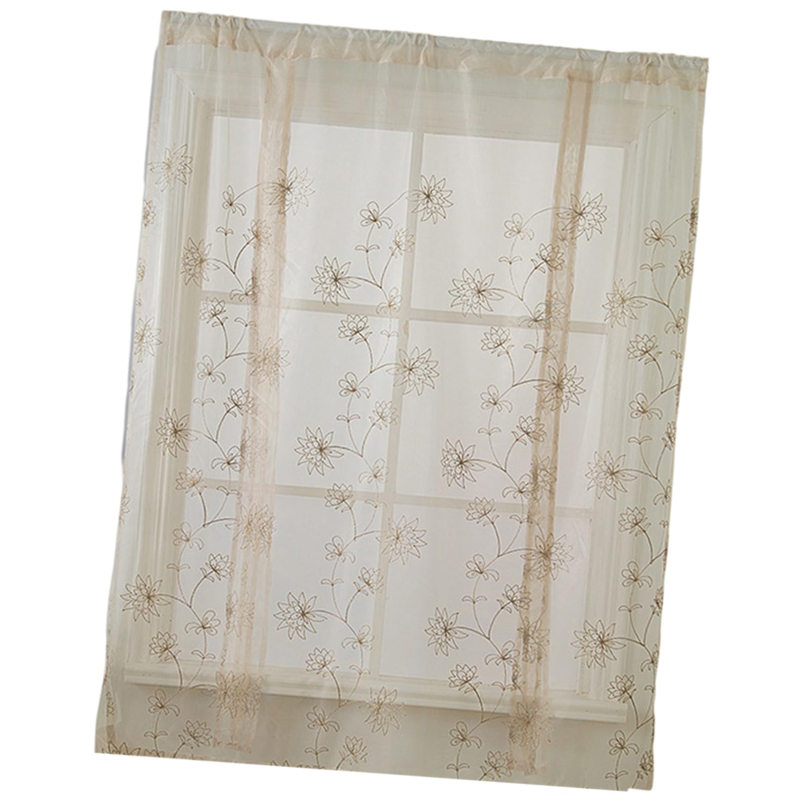Elnwnnkc C Elnwnnk Rod Pocket Embroidered Window Urtain Polyester Fabri Soft Light Filtering Washable Sheer Drape For Living Room Bedroom Sheer Embroidery Urtain