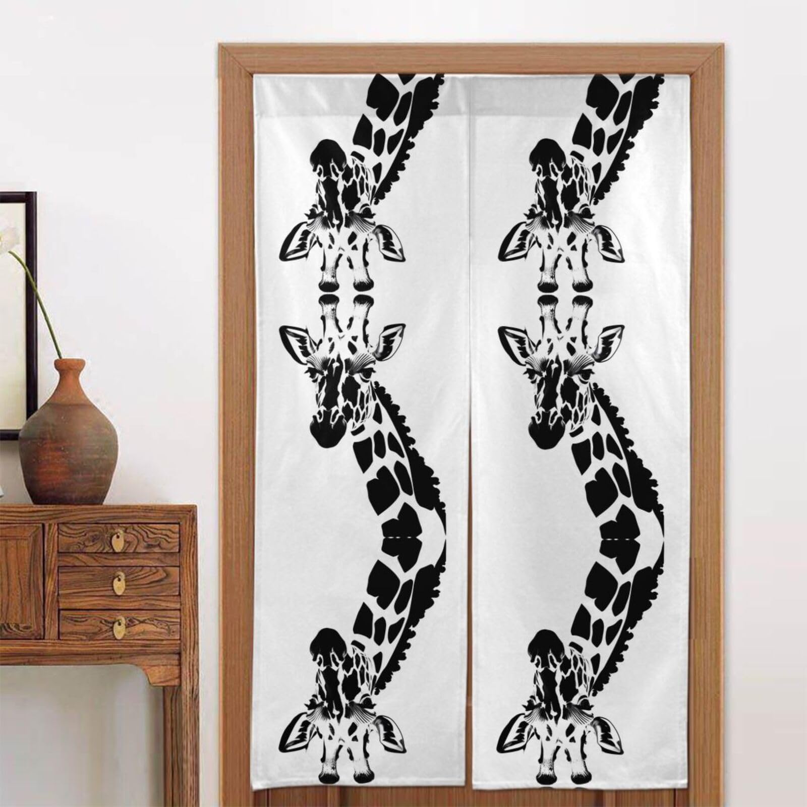 HerYng Black and White Giraffe Curtain Fabrics - for Doors, Windows and Room dividers | Windproof, Sunshade and dustproof