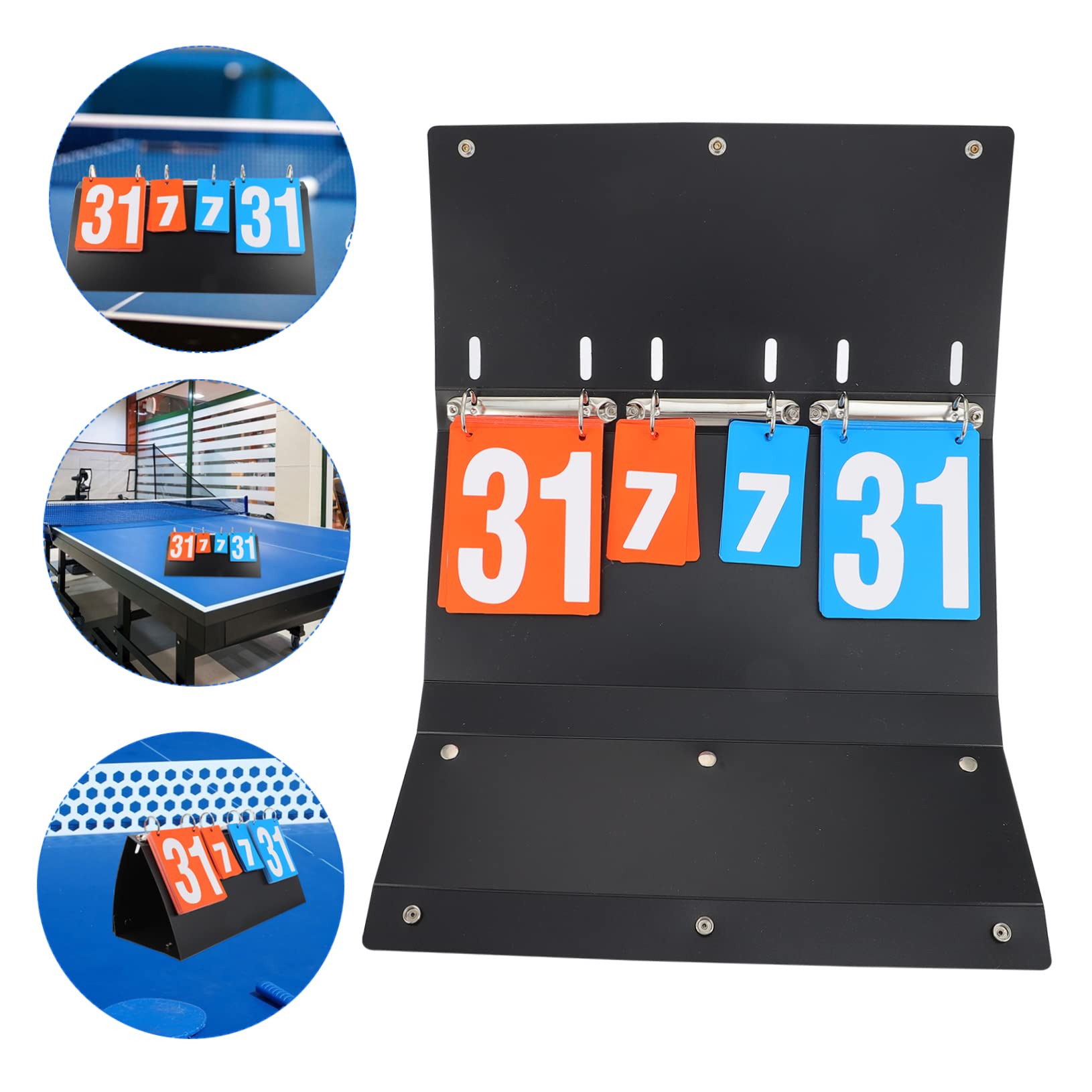 BESTonZON Tabellone Segnapunti da Tavolo a 4 Cifre Nero PVC Acciaio