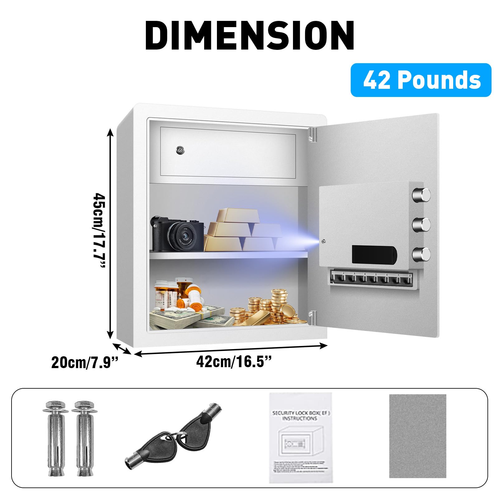 ToruKeep 1.4 Cu Ft Fireproof Safe Box with LCD Display for Medication ...
