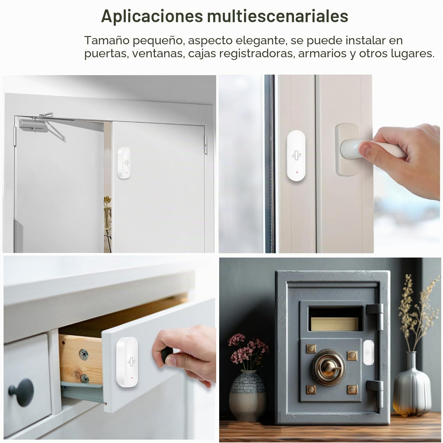 Sensor de vibración Inteligente: Detector de Rotura de Vidrio inalámbrico, Alarma de Puerta WiFi con alertas de aplicación, sensibilidad Ajustable, Sensor de Seguridad para Sistema de Alarma -2Pack