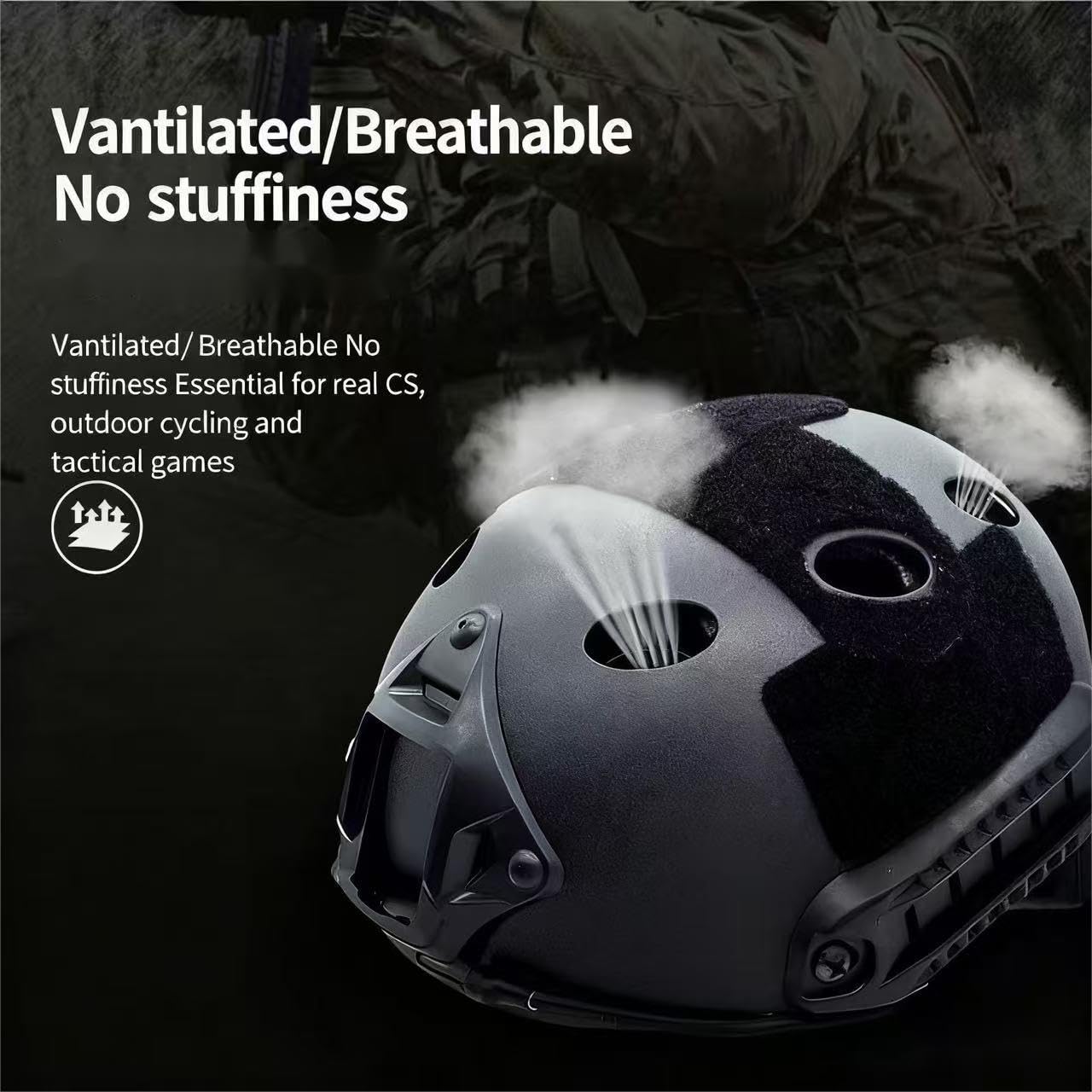 Casque tactique airsoft paintball rapide type PJ support NVG noir