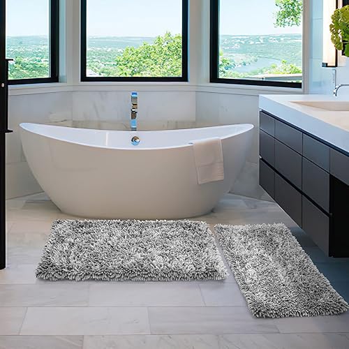 Miniatura 135 de Yimobra Juego de 2 alfombras de baño, alfombra de baño suave y absorbente y alfombra de inodoro en forma de U con respaldo antideslizante, alfombras