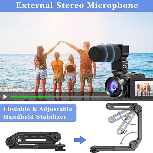 Miniatura 6 de Videocámara de video cámara digital HD 1080P 24MP con función de pausa zoom digital 16X pantalla de rotación de 30 pulgadas y 270 con micrófono capó