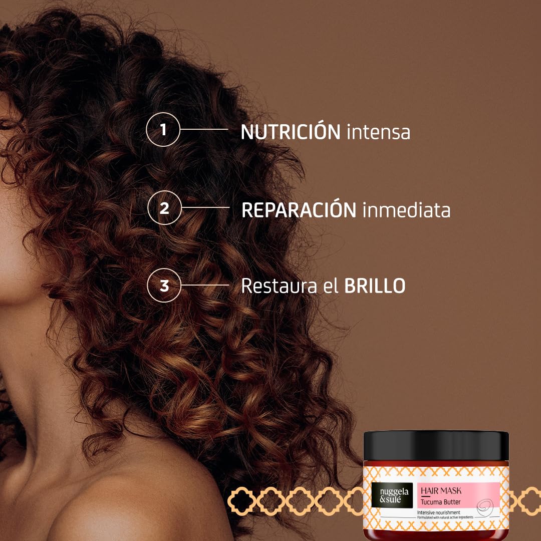 Nuggela & Sulé Tucuma Hair Mask - Intensa y Nutritiva. Activos 100% Naturales. Mascarilla con Manteca de Tucuma. Aroma Embriagador. 1 x 250 ml | Nutrición intensa