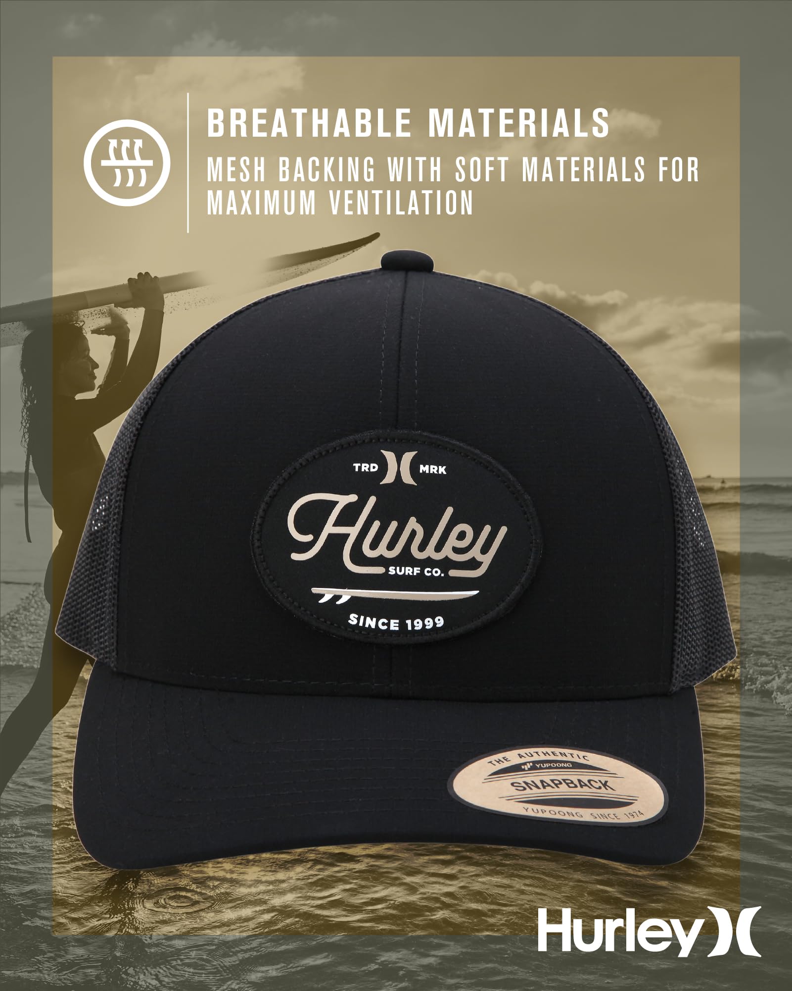 Hurley Cappello da uomo – Beach Break Trucker resistente all'acqua