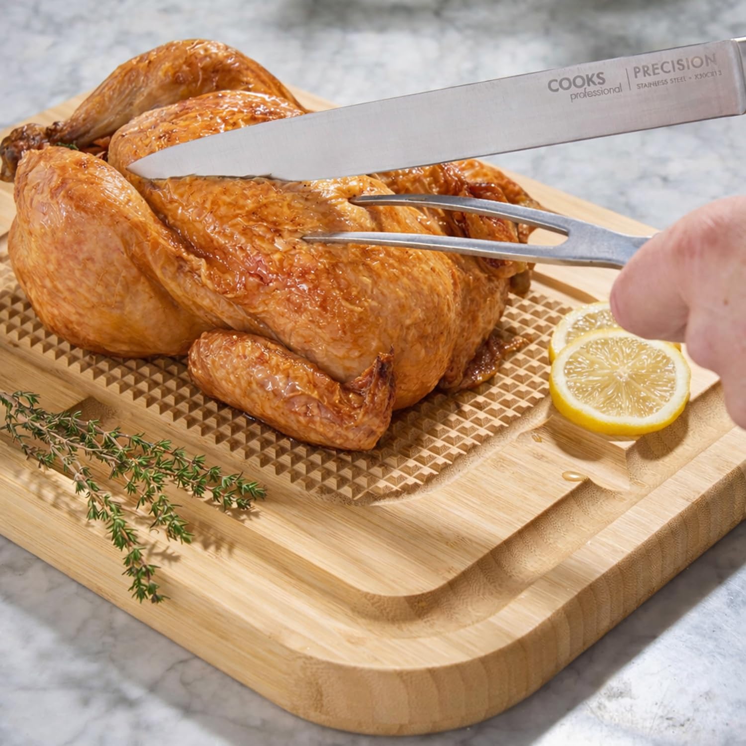 Cooks Professional Tagliere reversibile in bambù con scanalatura per succhi, lato liscio e ruvido, tagliere in legno antibatterico non poroso su entrambi i lati, 40 x 30 cm