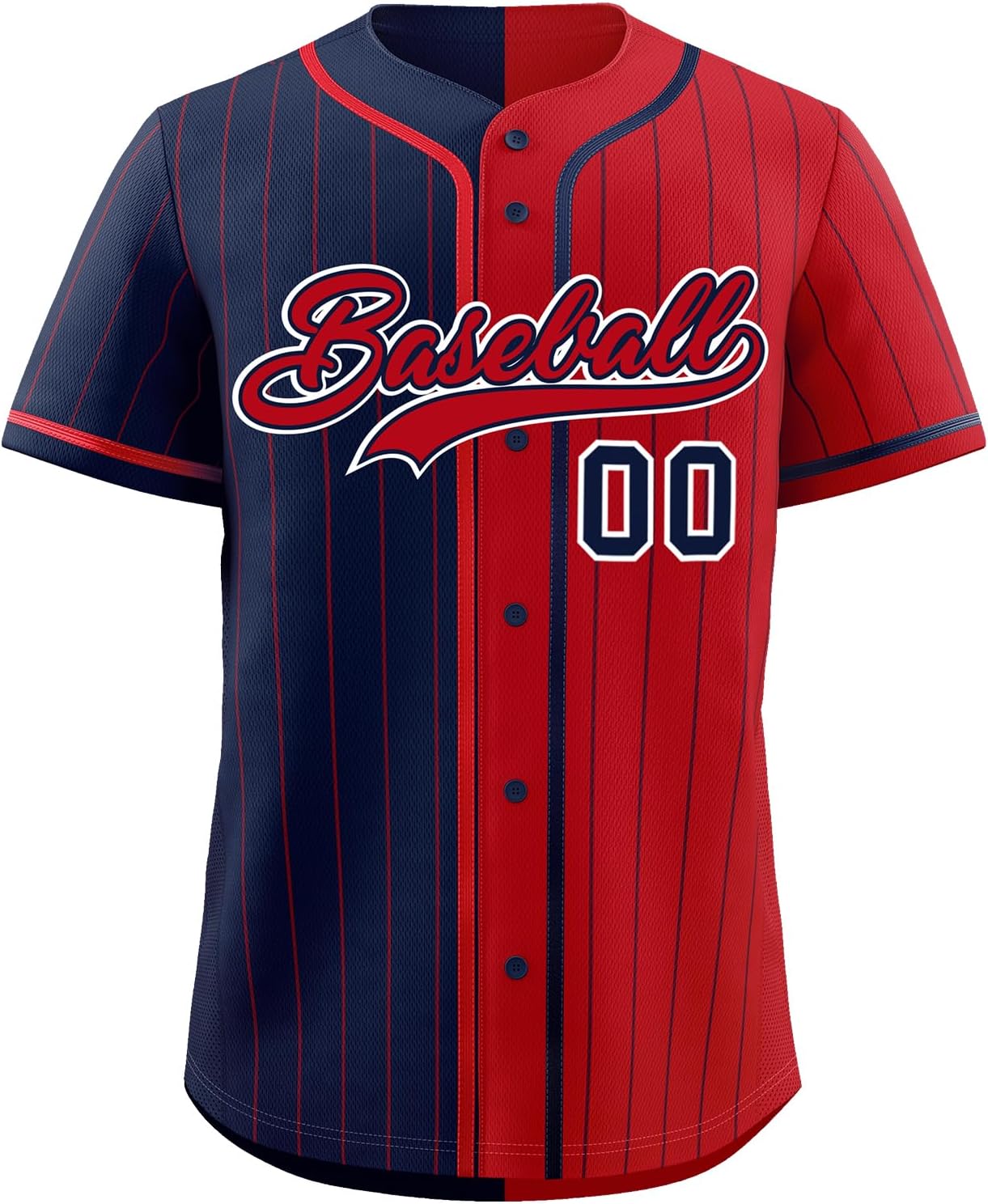 Custom Stripe Baseball Jersey Personalized Pinstripe Softball Shirt Stitched Name Number for Men Women Youth, Navy&red-02