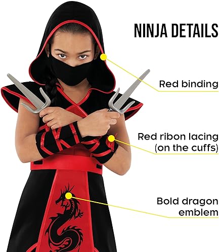 Miniatura 4 de Morph - Disfraz de ninja para niñas, disfraz de ninja rojo, disfraz de ninja para niña, disfraz de ninja para niñas, disfraz de ninja para niña