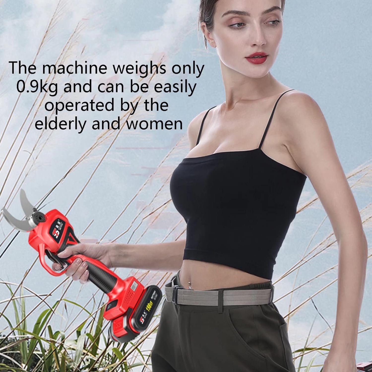 21V Electric Secateurs with LCD Screen, 40Mm/1.57Inch Cutting Diameter Orchard Garden Electric Pruning Shear, 1/2/3Pcs Rechargeable Lithium Battery