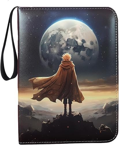 Miniatura 6 de Jedaloke Carpeta de tarjetas coleccionables con capacidad para hasta 400 tarjetas, carpeta de tarjetas de 4 bolsillos con 50 fundas (luna)