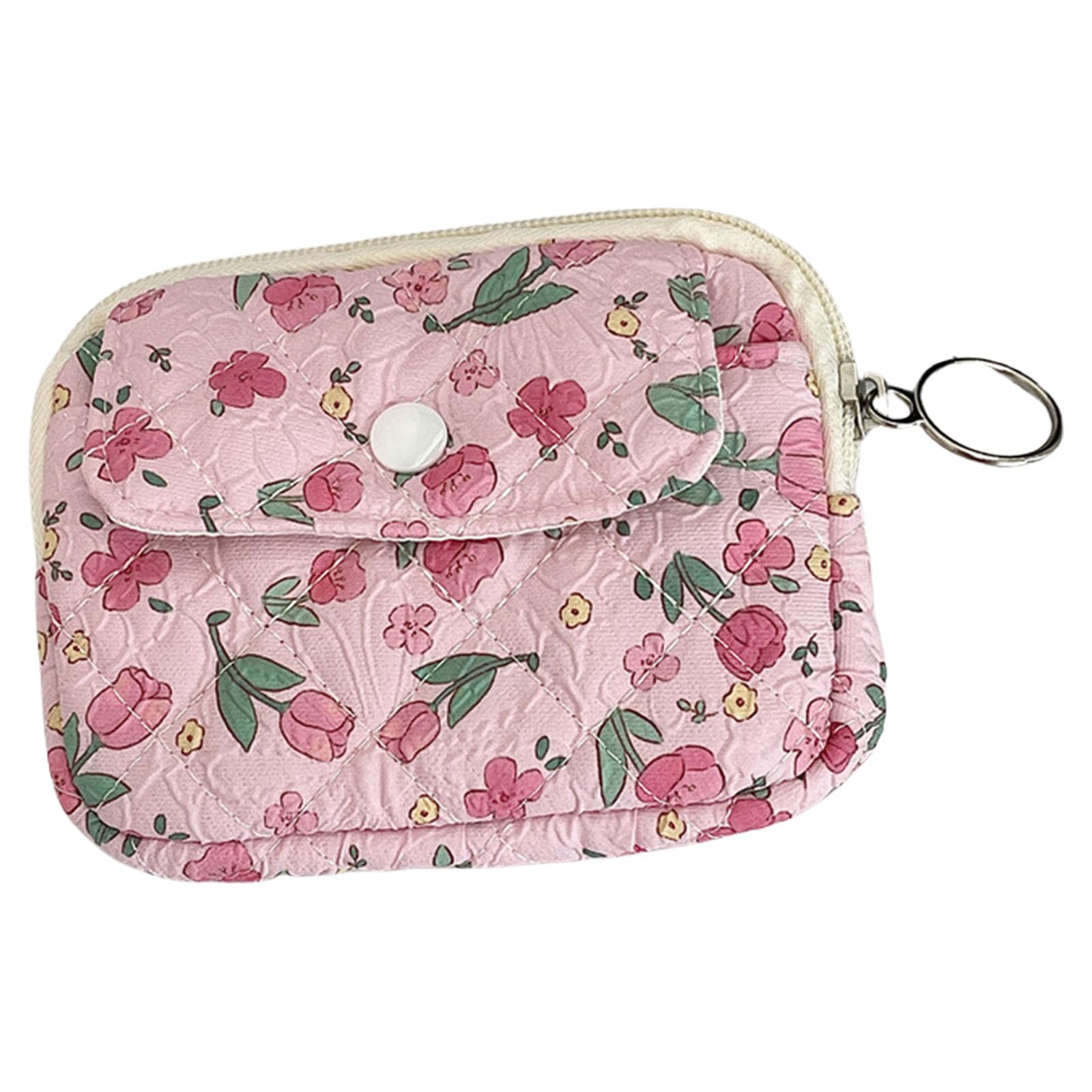 MIDOKSTUA Floral Coin Purse Small Storage Bag Cartoon Wallet Coin Pouches Money Bag Card Bag Change Bag Quilted Change Purse