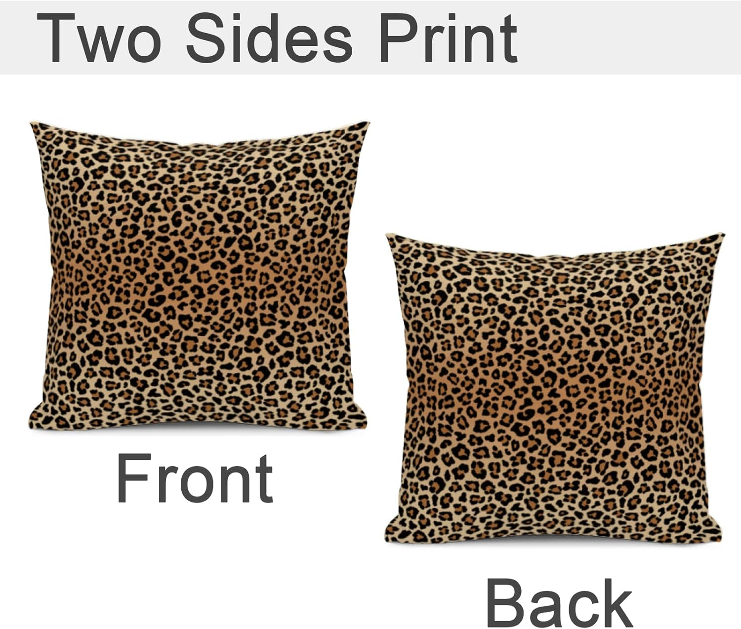 2 Sets Leopard Print Decorative Throw Pillow Covers, 18x18 Inch for Living Room Couch Bed Sofa, Cheetah Print Home Decor, Soft Cushion Case - Image 2