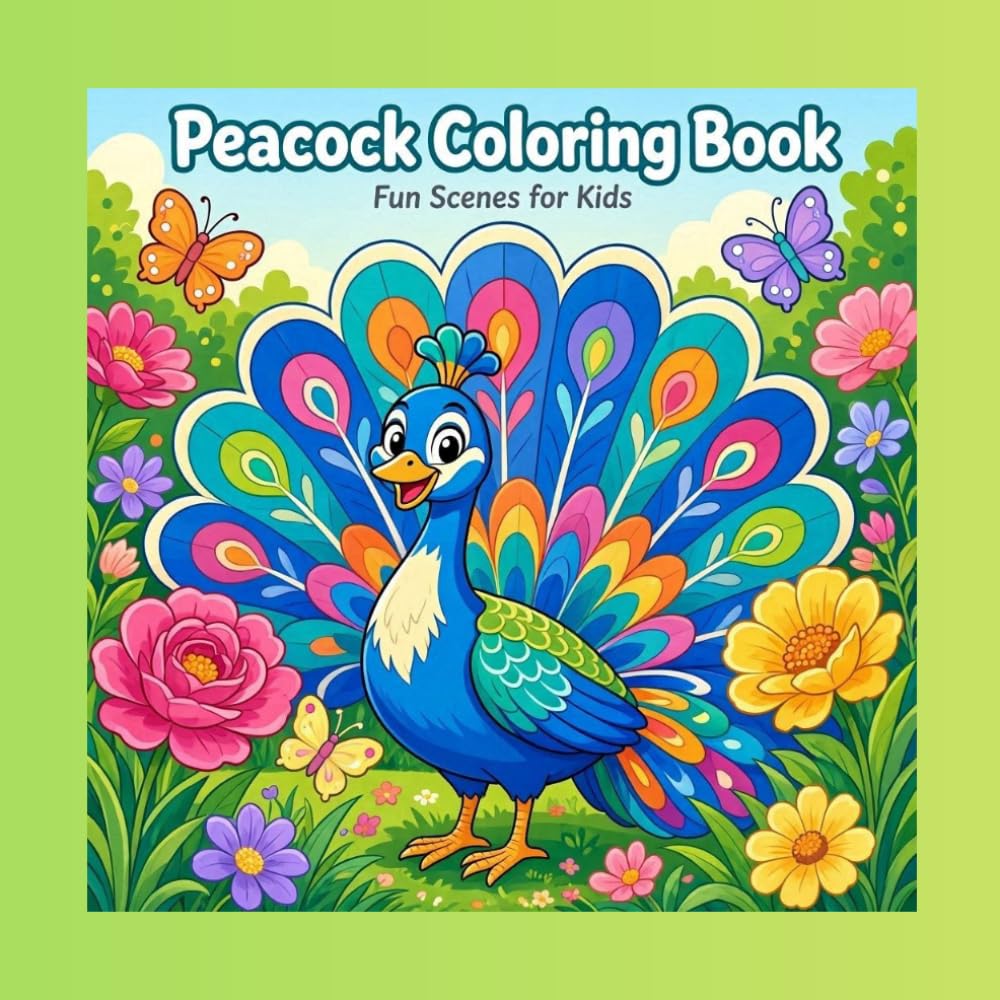 Peacock Coloring Book for Kids: 30 Fun and Easy Peacock Coloring Pages for Boys & Girls Ages 4–8