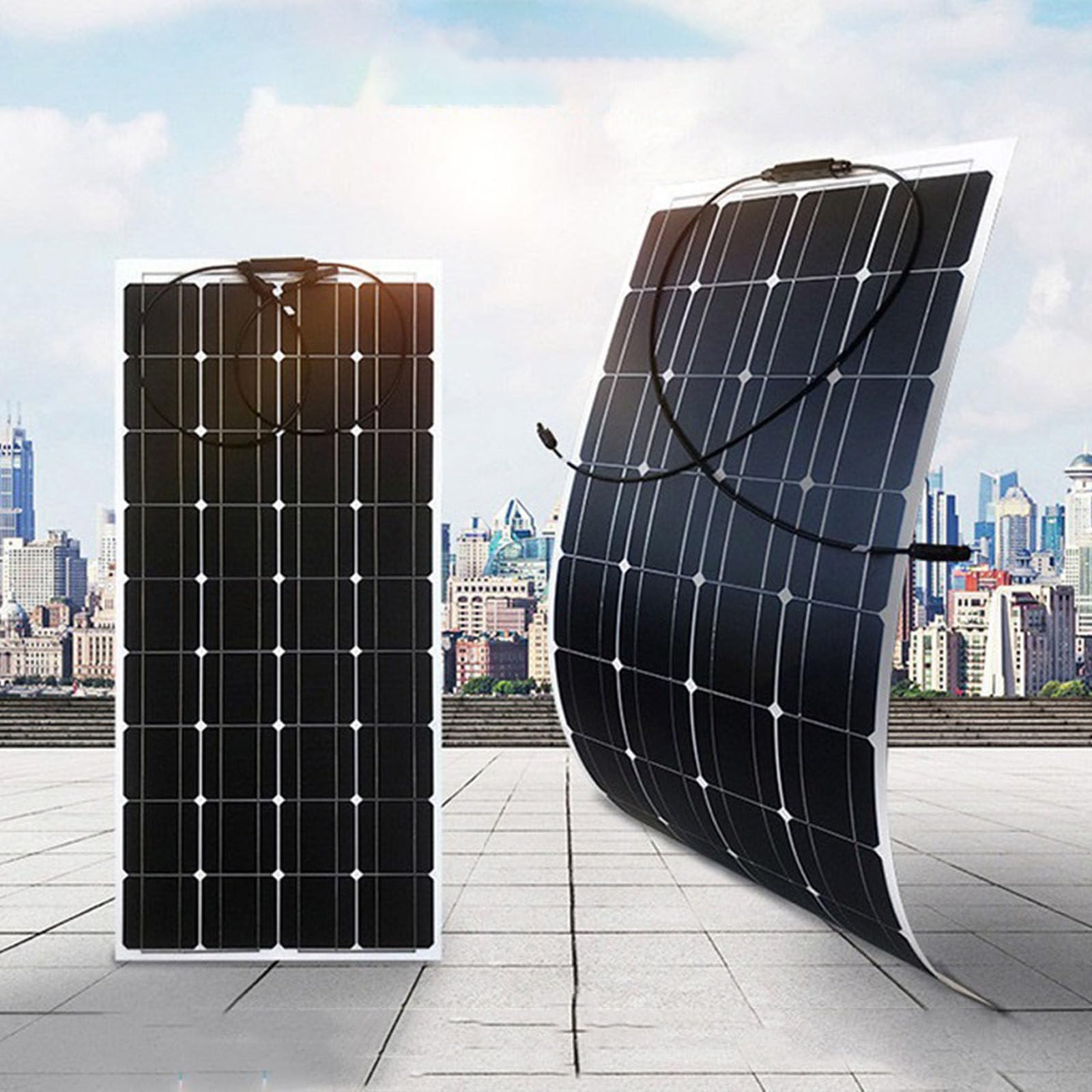 SENJINGHUA Flexible Solar Panel 150W/200W/300W/400W/520W Semi-Flexible Bendable 36V Monocrystalline Off-Grid for RV Boat Cabin Van Car and Caravan RV Boat Camper,Flexible Solar Panel,200w