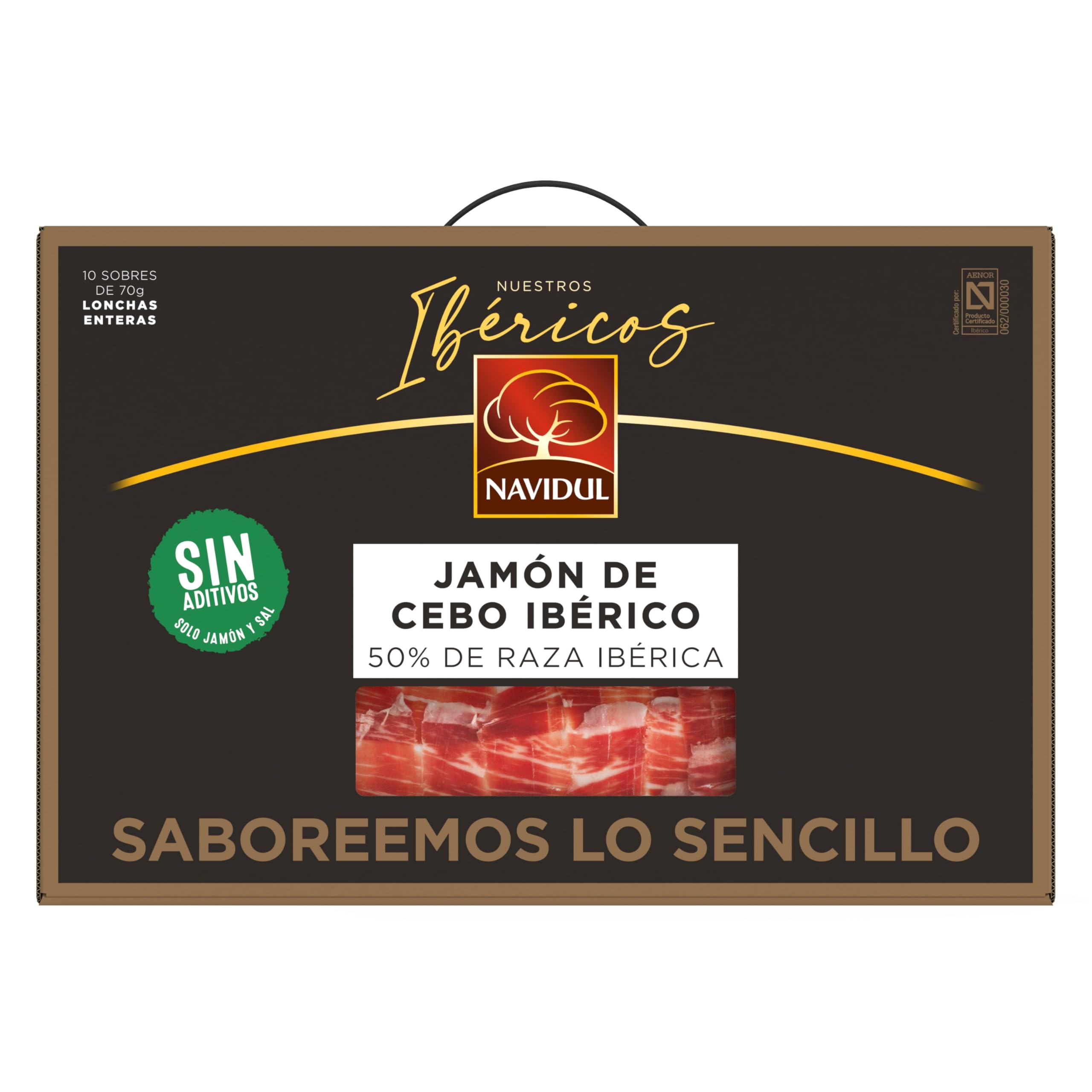 Navidul Maletín de Jamón de Cebo Ibérico 50% Raza Ibérica Freshpack Envasado al Vacío 10x70g