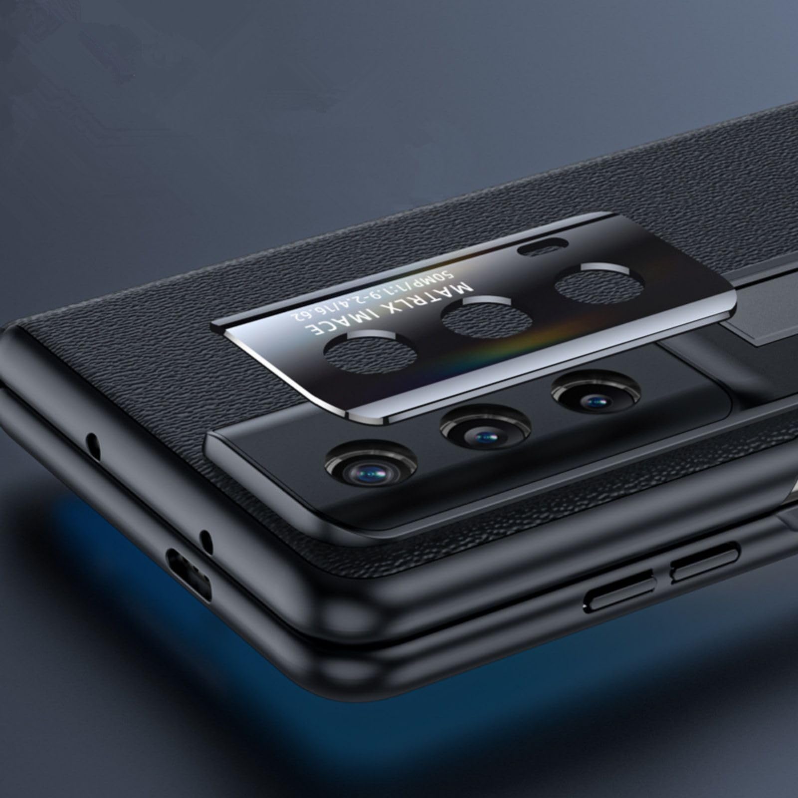 Coque pour Magic Vs2 Boîtier Cuir Texturé + Bracket + Hinge + Glass Film + Lens Cap,Slim Bumper Case étui pour Honor Magic Vs2(3)