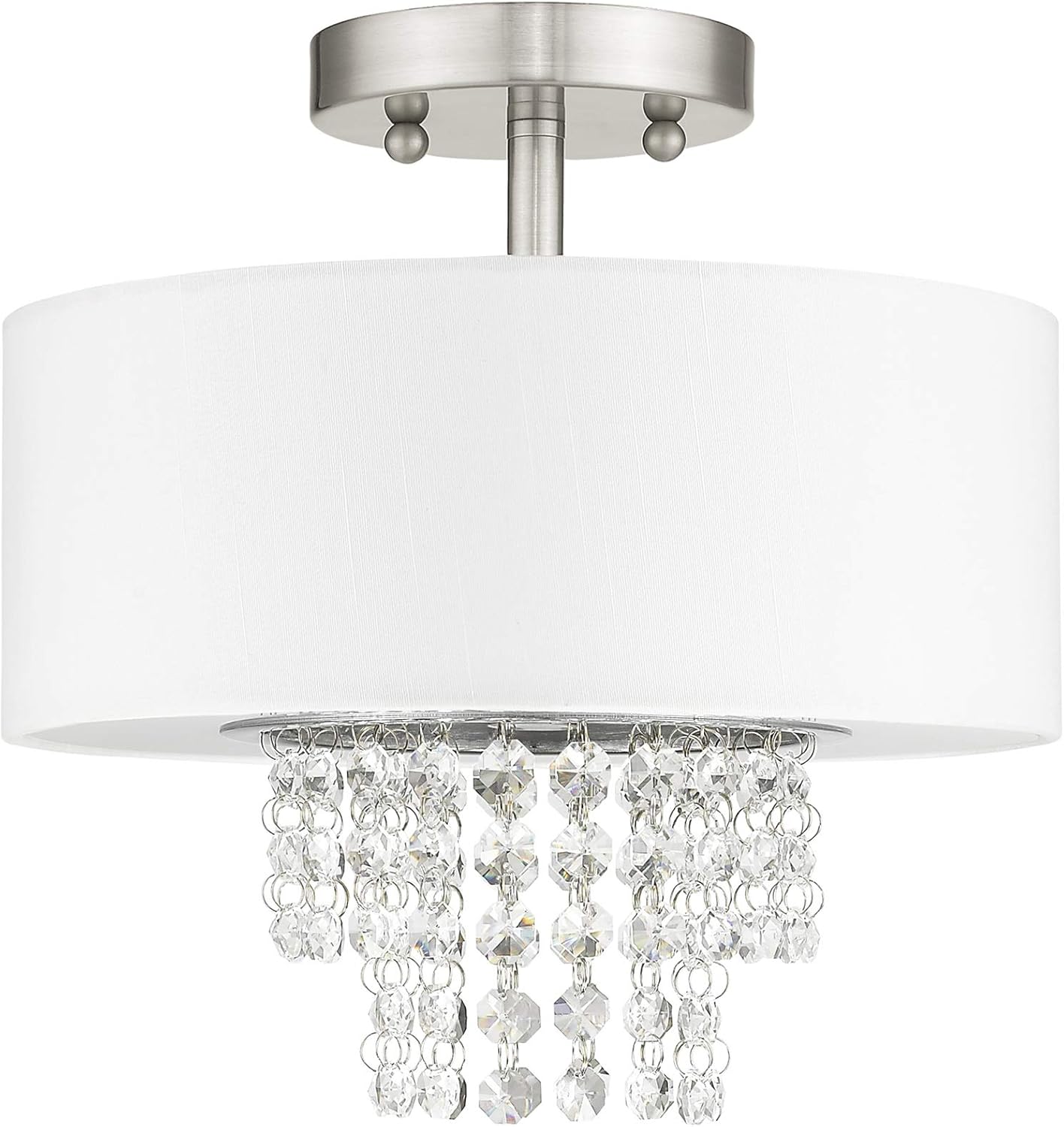 Frее Shірріng оƒƒеr Livex Lighting 51025-91 Brushed Nickel Flush Mount with an Off-White Fabric Hardback Shade