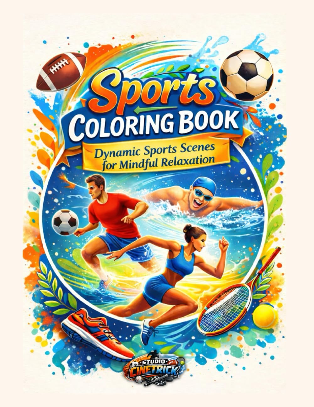 Sports Coloring Book: Dynamic Sport scenes for mindful and relaxation