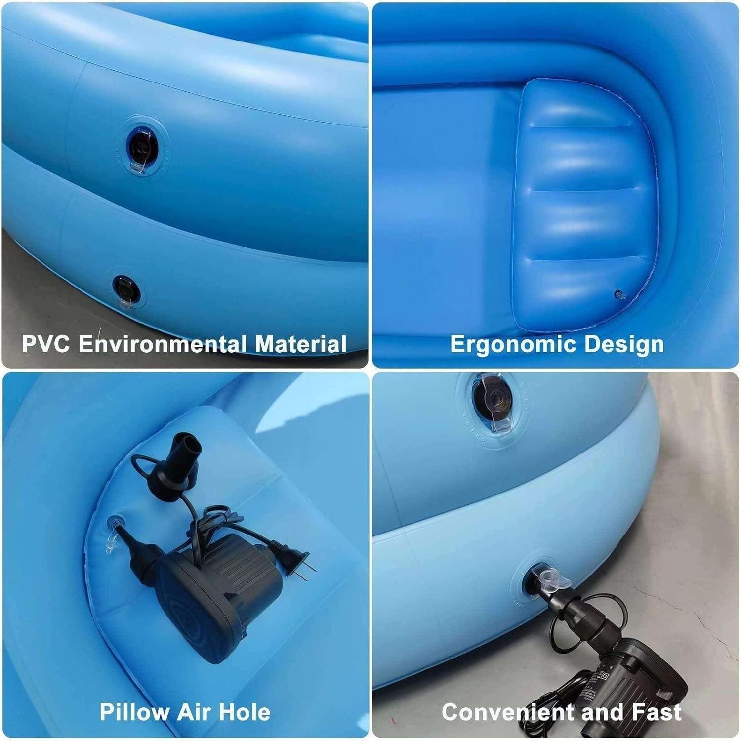 Kit de bañera inflable para ducha, diseño médico ergonómico con bomba de aire, alta elasticidad, sellado fuerte, inflado rápido, fácil almacenamiento para ancianos y discapacitados
