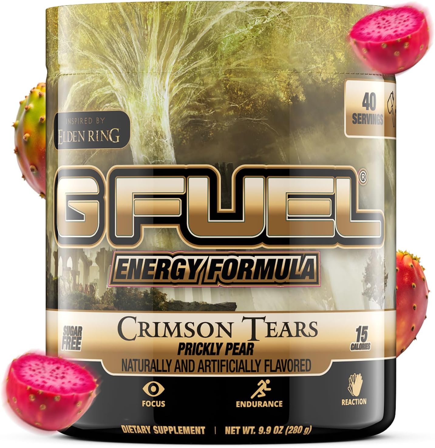 G Fuel Elden Ring Crimson Tears Energy Drink Powder, Pre Workout Caffeine Mix for Gaming, Sugar Free Focus Amino, Vitamin + Antioxidants, 9.9oz (Prickly Pear, 40 Servings)
