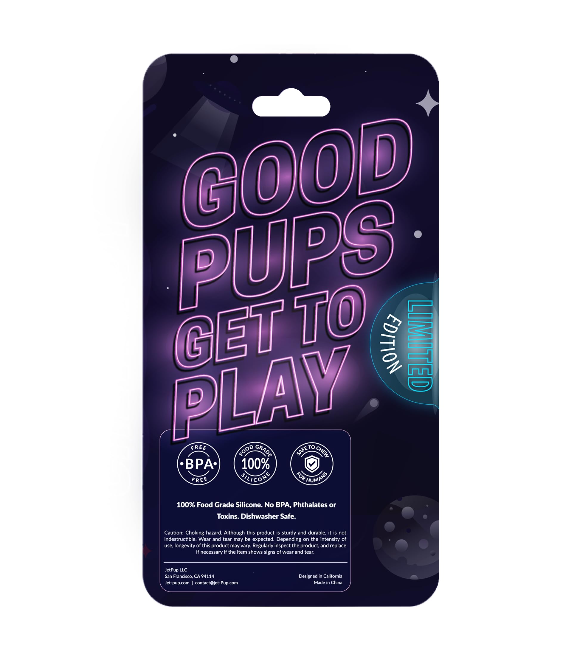 JetPup Pup Chew Toy - Bone - Human Grade Chew Toy - Human Pup Play - 100% Food Grade Silicone - (Blue Orbit* Limited Edition): Large Purple