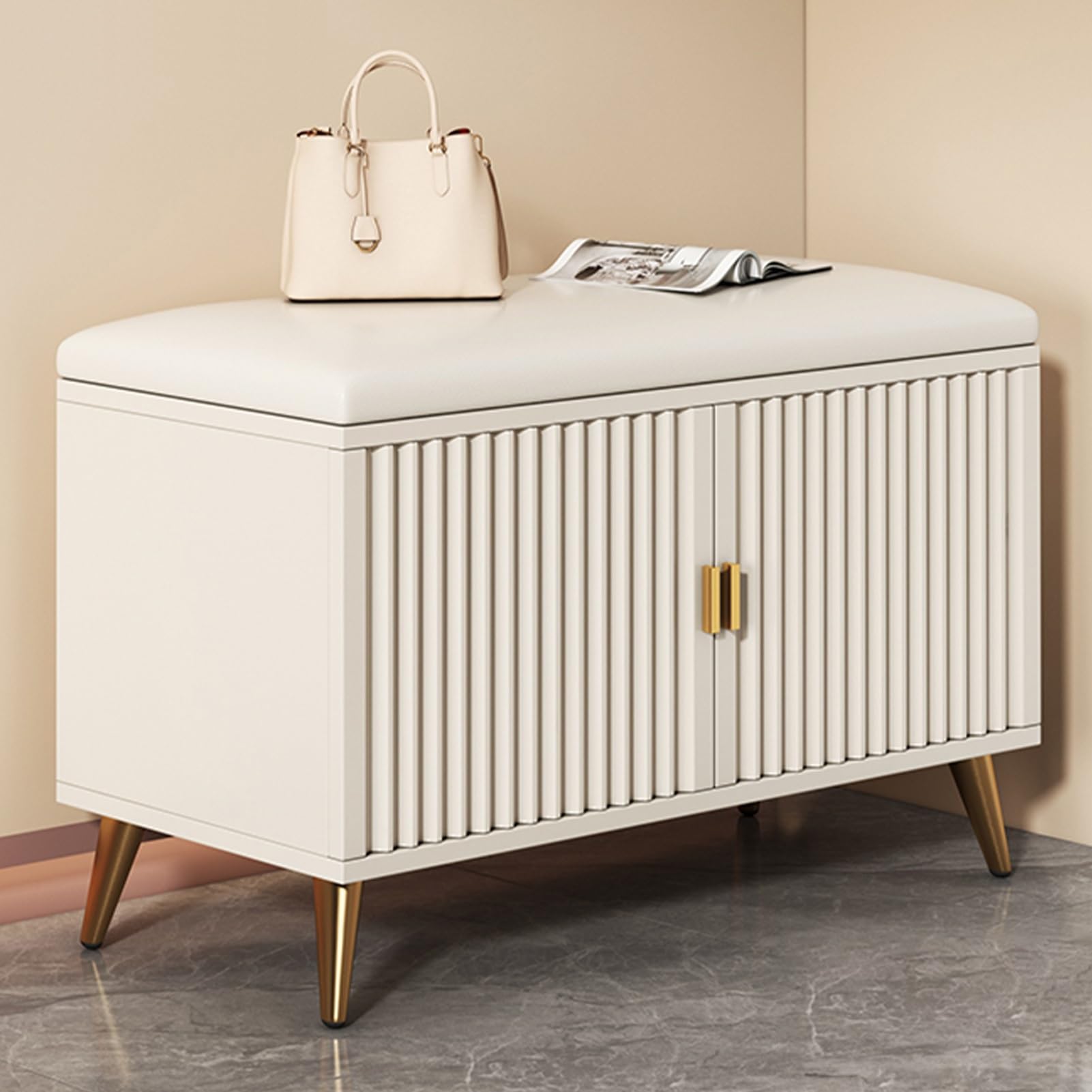 MSHGSKU Multifunctional Shoe Storage Bench with Door Stylish Entryway nizer 60cm Shoe Rack for Bedroom & Living Room Space Saving and Design