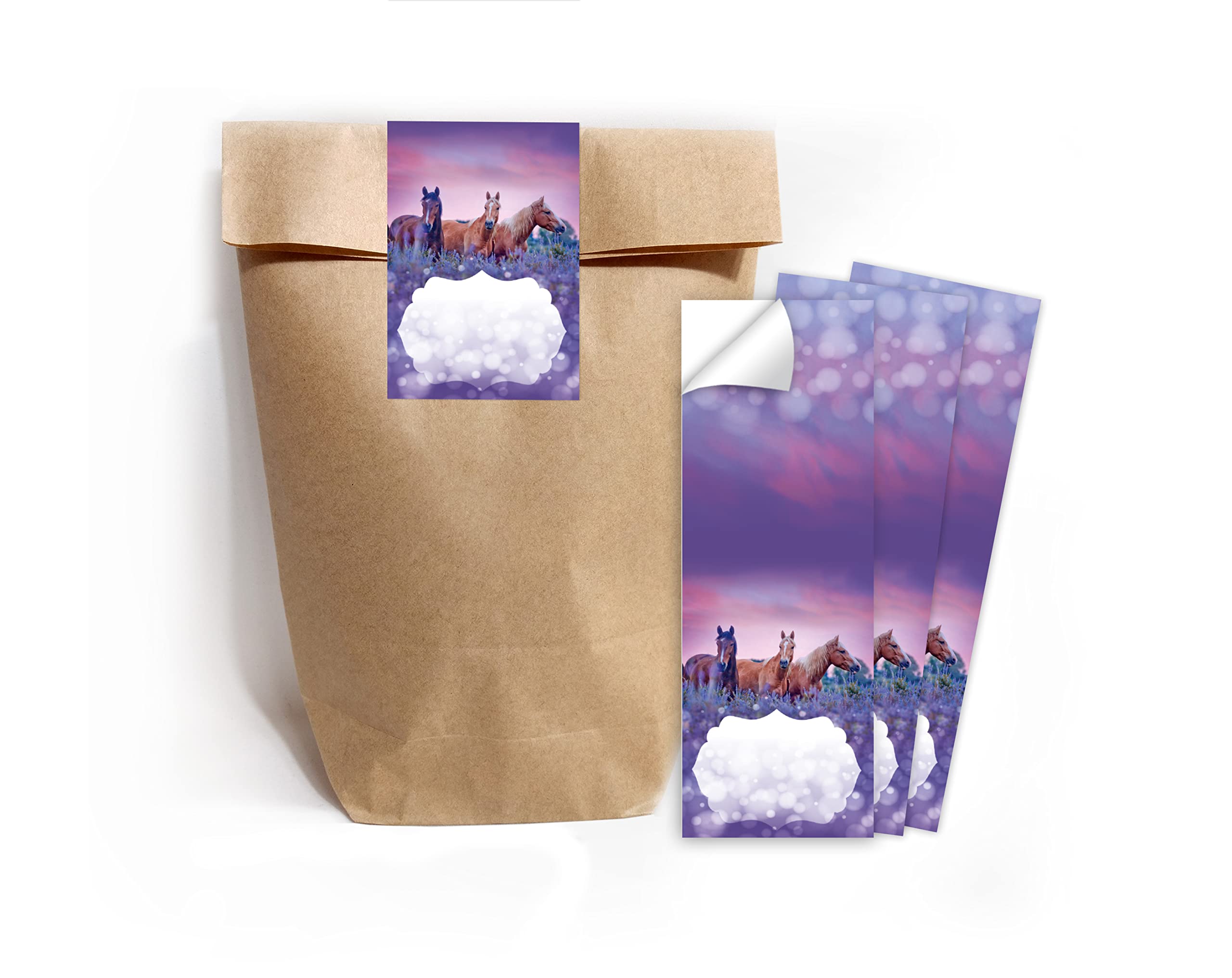 Junapack Lot De 12 Cartes D'invitation Pour 7e Anniversaire D'enfant Motif Cheval Avec 12 Enveloppes Et 12 Sachets