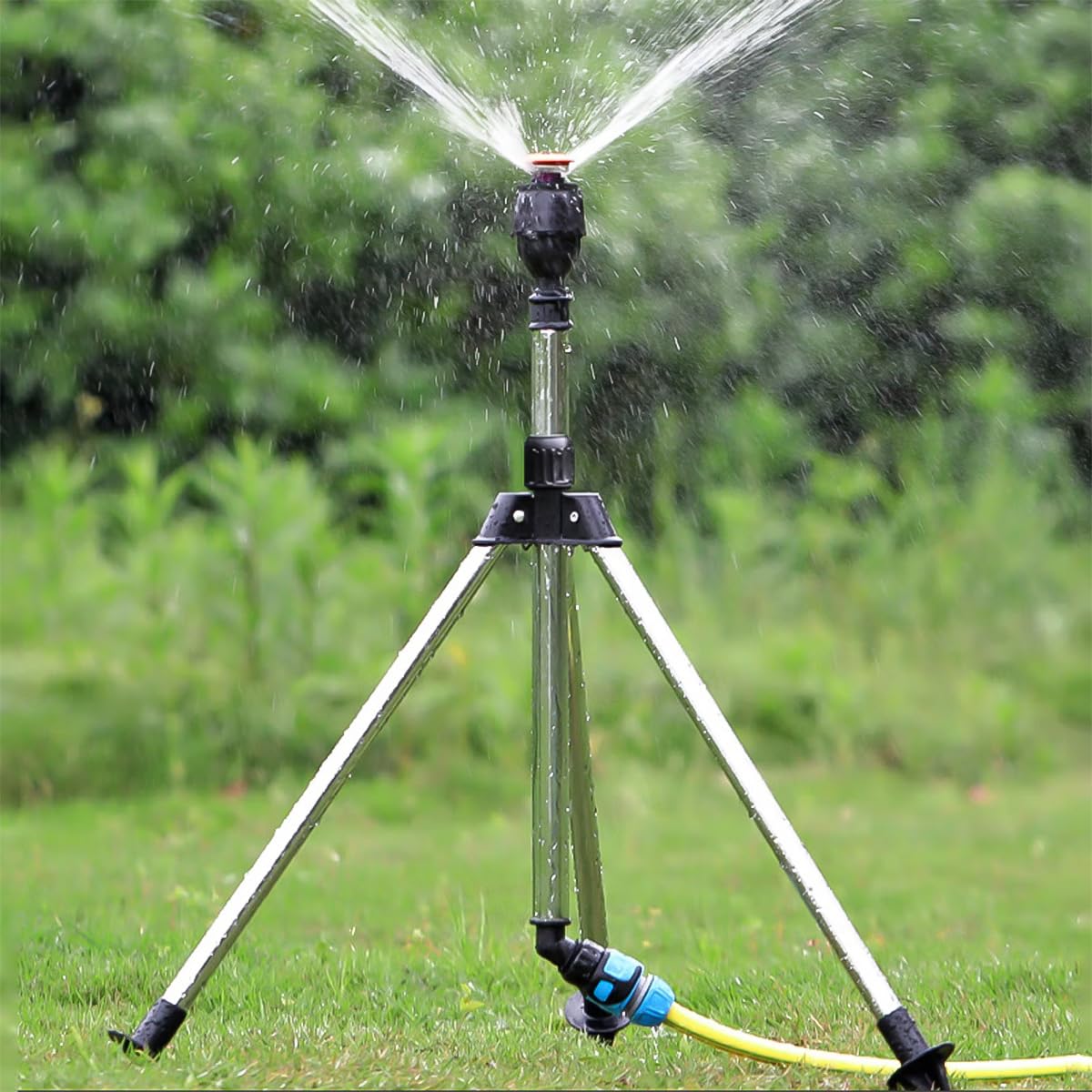 Irrigatore rotante per treppiede, irrigazione automatica a 360 gradi, irrigatore per irrigazione, irrigatore per treppiede, sistema di irrigazione per giardino, cortile, prato all'aperto