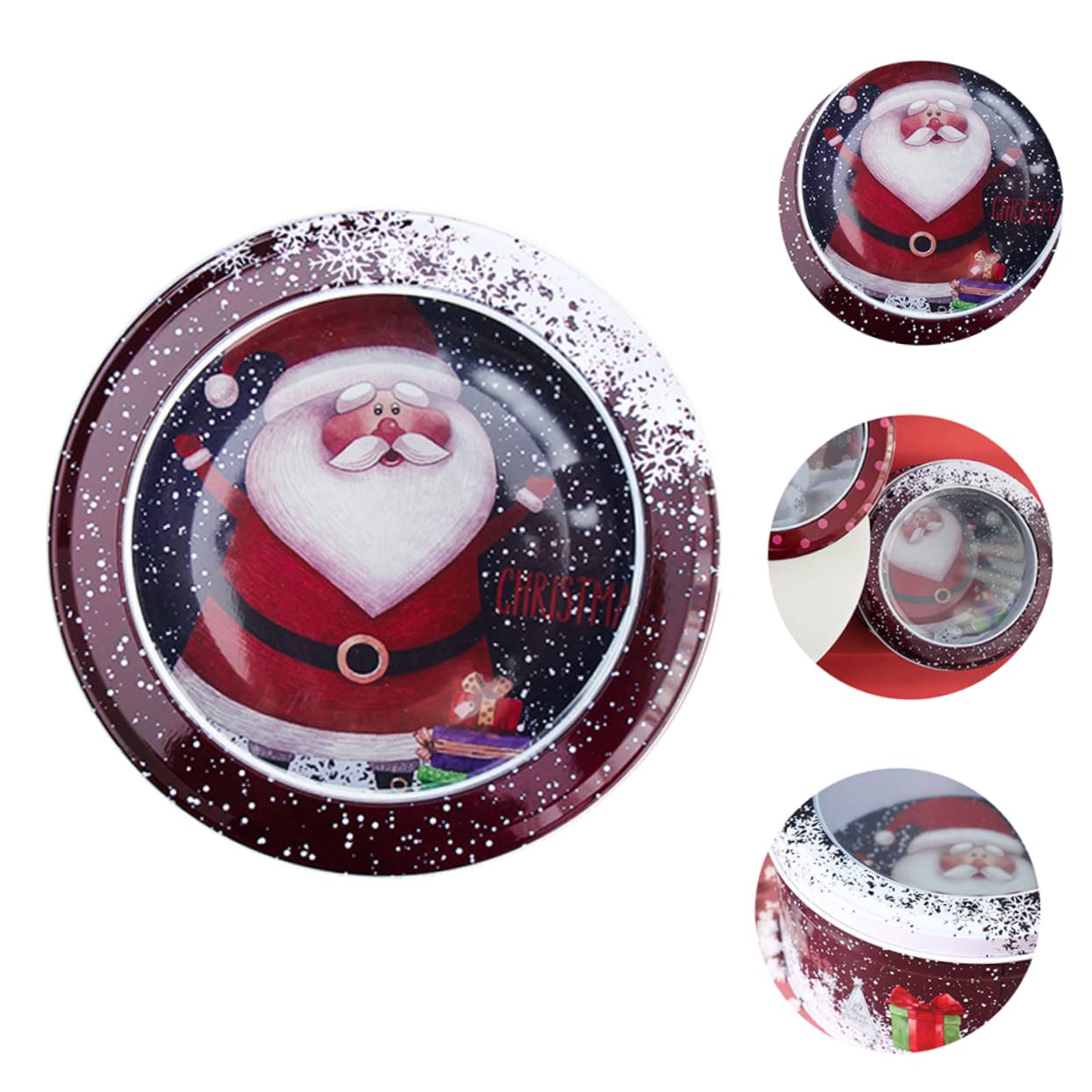 FRCOLOR 4pezzi Scatola Di Natale Trasparente Con Finestra Barattolo Per Caramelle e Biscotti Decorativi Design Tema Natalizio Ottima Per Regali e Confezionamento Dolci