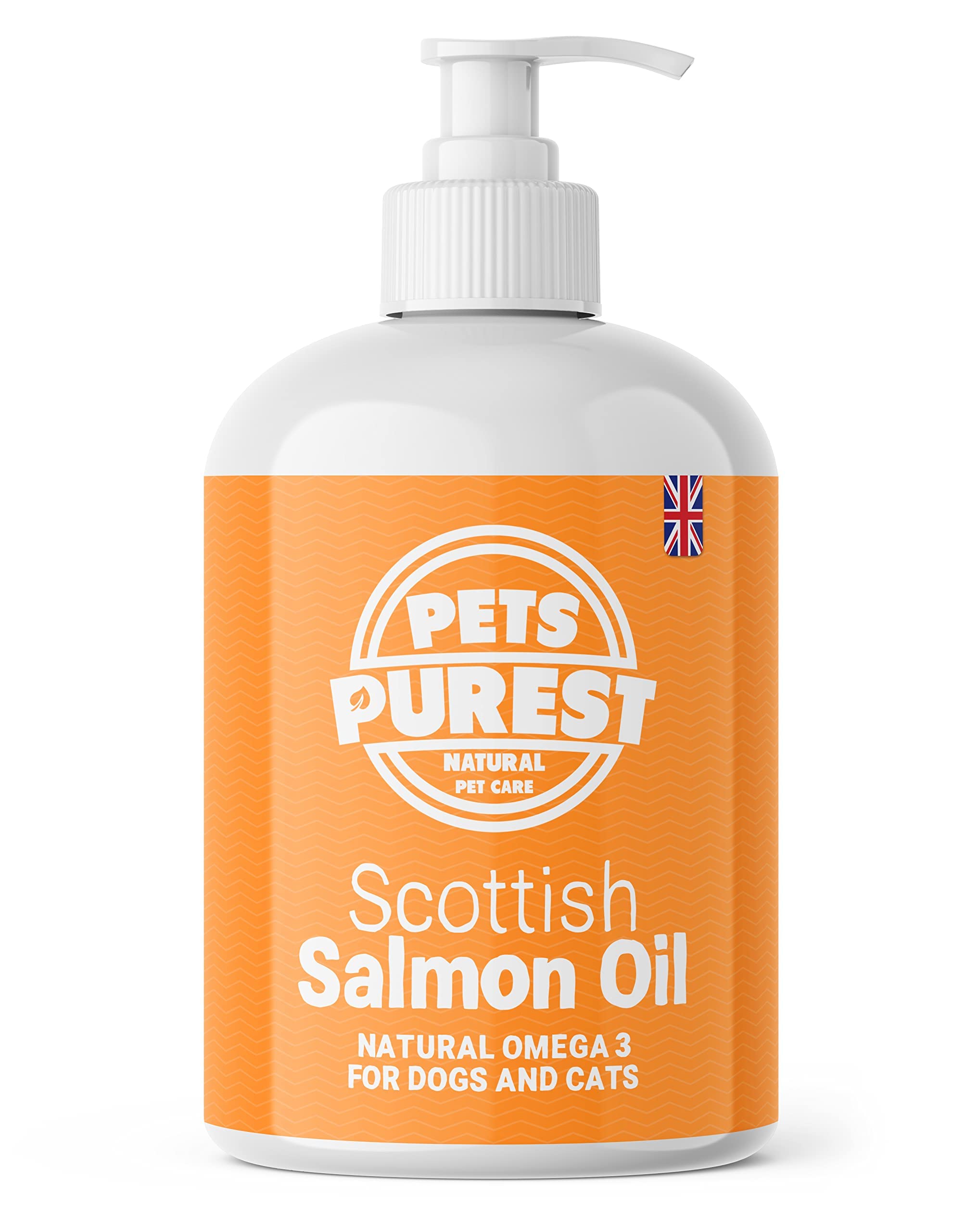 Pets Purest Aceite de salmón escocés Puro Premium Food 100% Natural 500ml. Suplemento Omega 3, 6 y 9 para Perros, Gatos y Mascotas. Promueve la Salud del Piel, Las articulaciones y el Cerebro